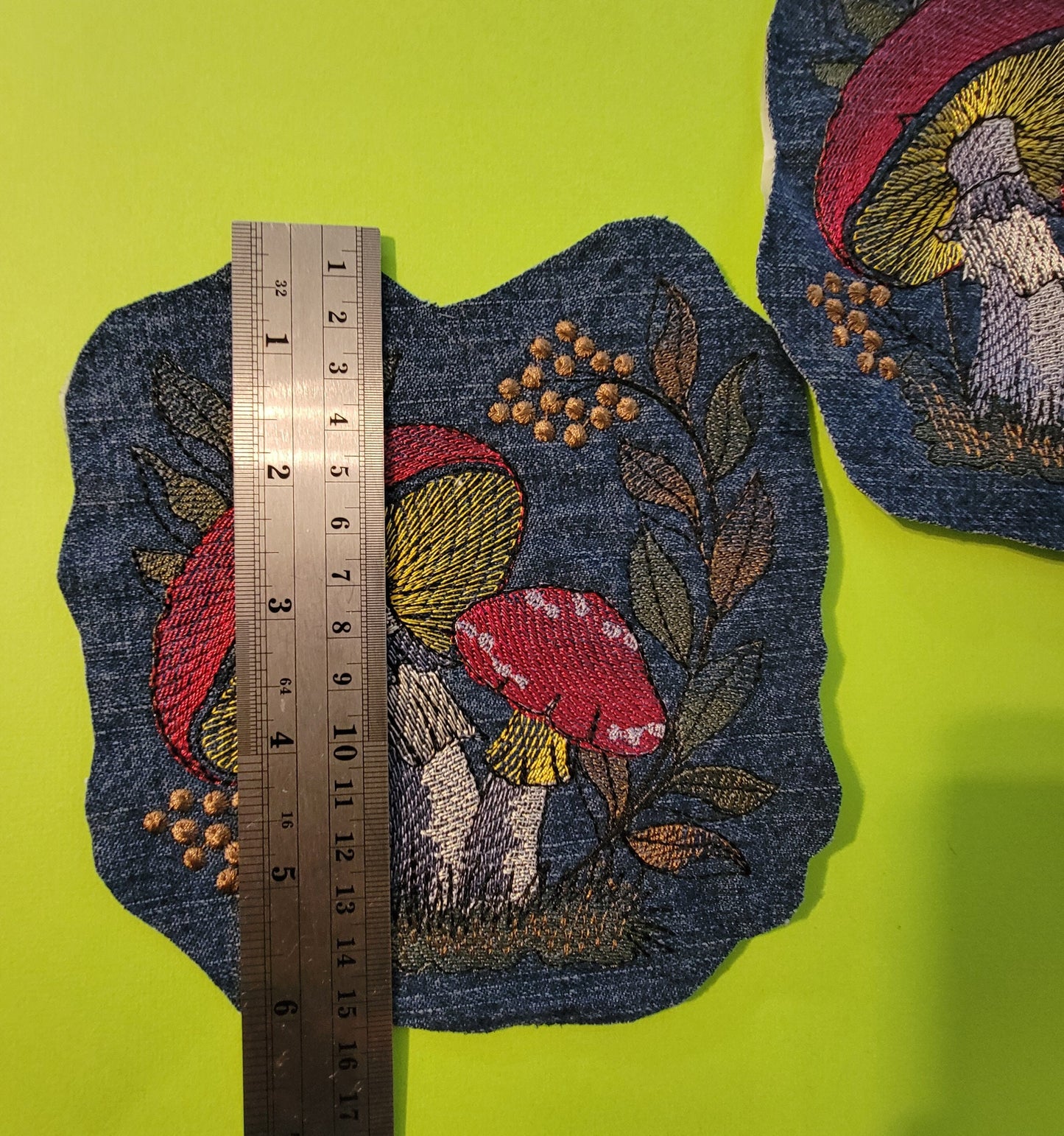 Mushroom Patch, Mushroom Embroidered Patch with Iron-on Placement Adhesive, Sew-on Applique,