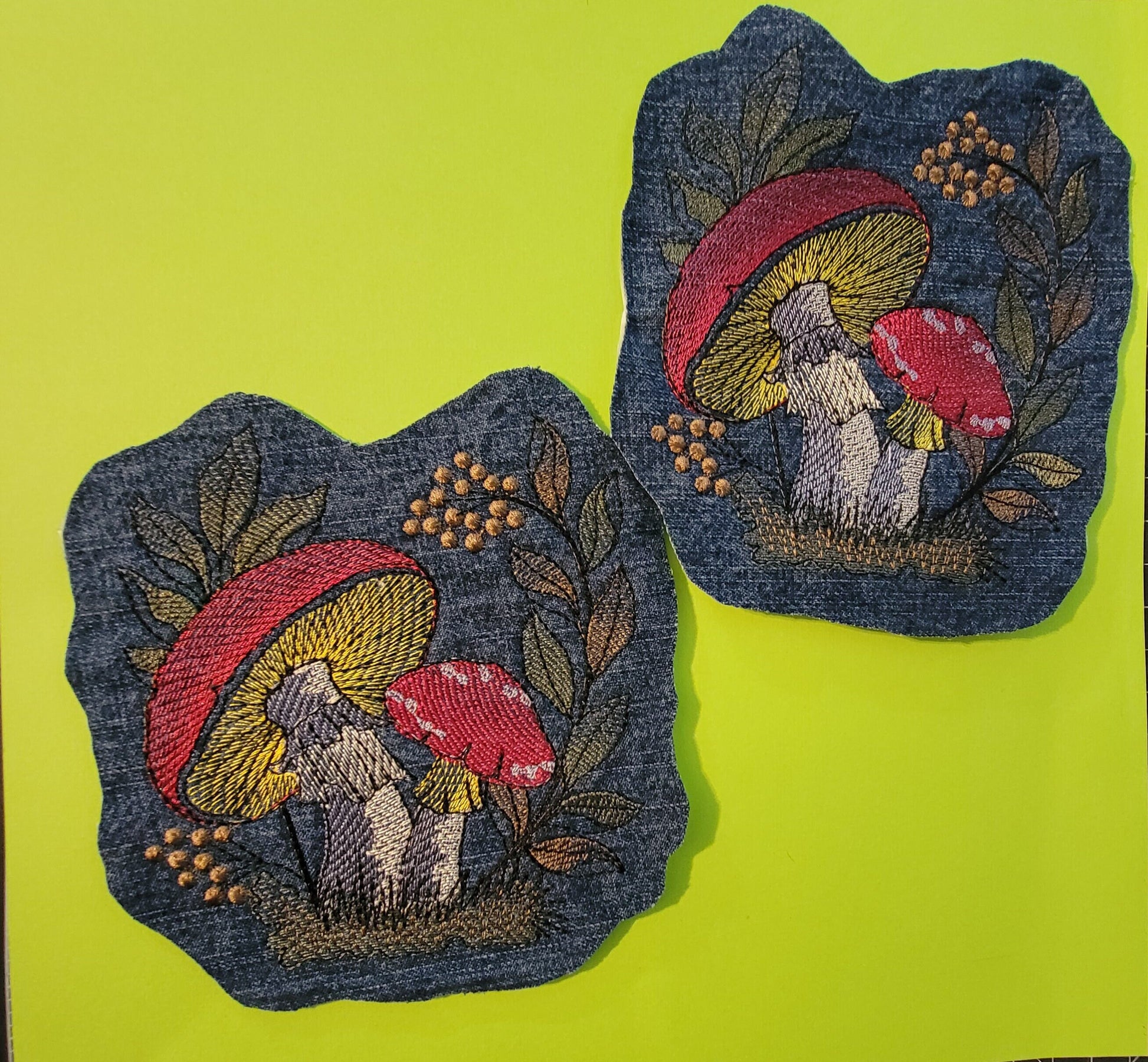 Mushroom Patch, Mushroom Embroidered Patch with Iron-on Placement Adhesive, Sew-on Applique,