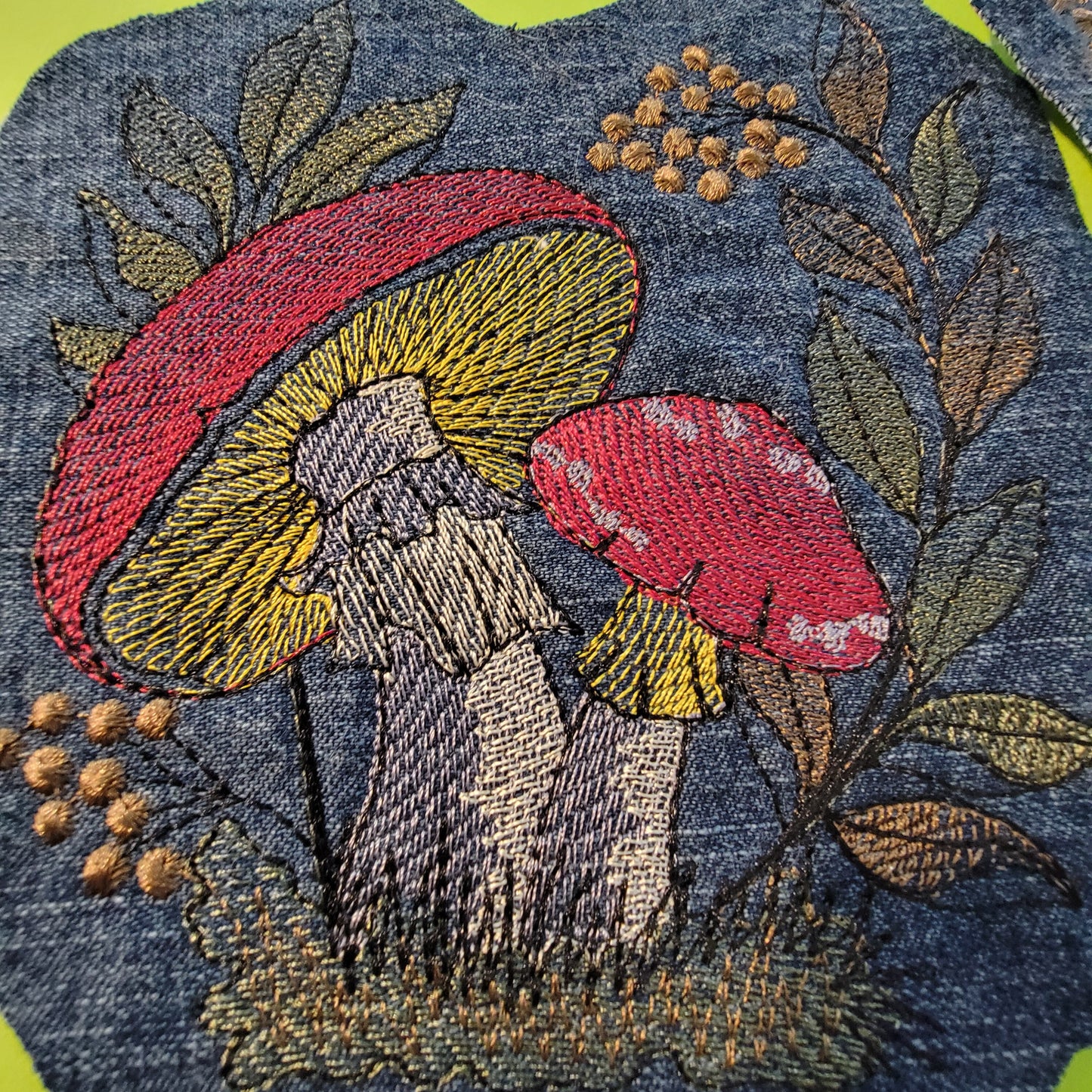 Mushroom Patch, Mushroom Embroidered Patch with Iron-on Placement Adhesive, Sew-on Applique,