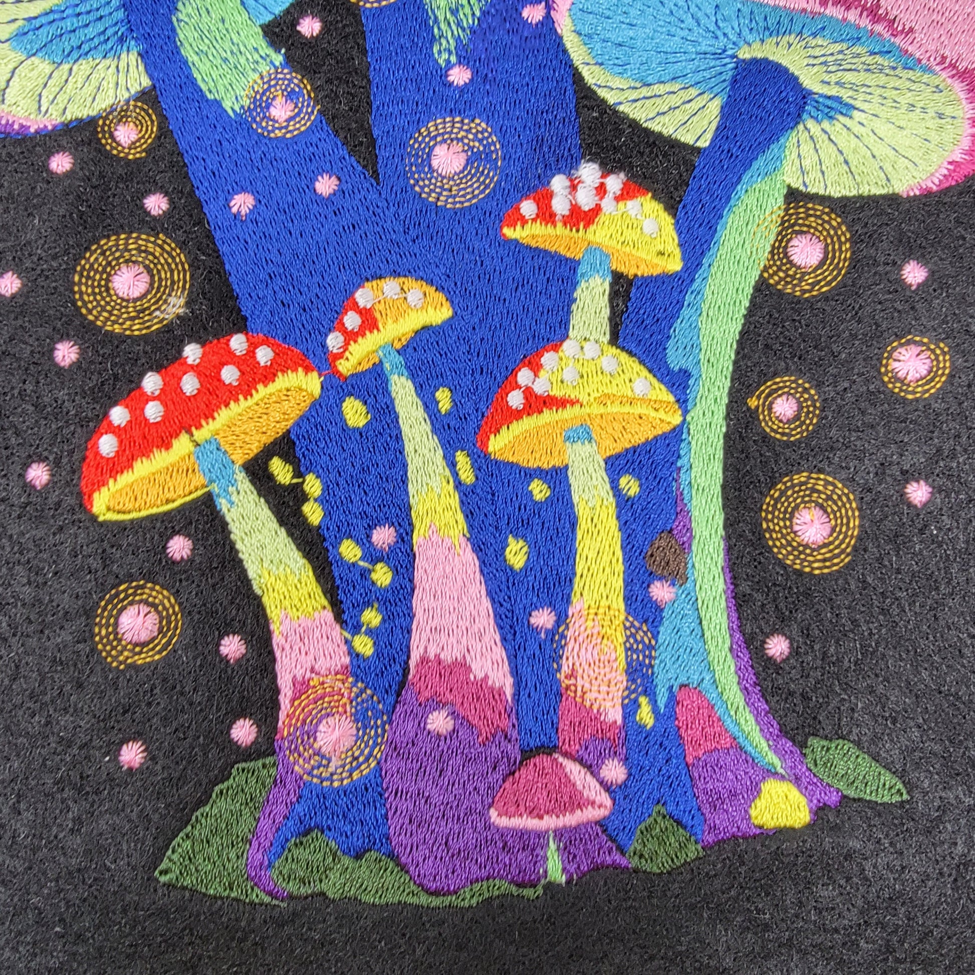 Mushroom, Embroidered Mushroom, Fantasy, Magical, Whimsical, Fairytale, Fashion, Wall Hangings, Quilts,