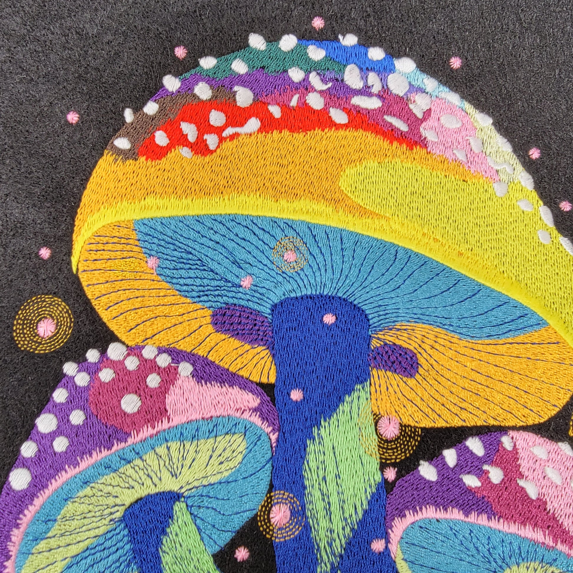 Mushroom, Embroidered Mushroom, Fantasy, Magical, Whimsical, Fairytale, Fashion, Wall Hangings, Quilts,