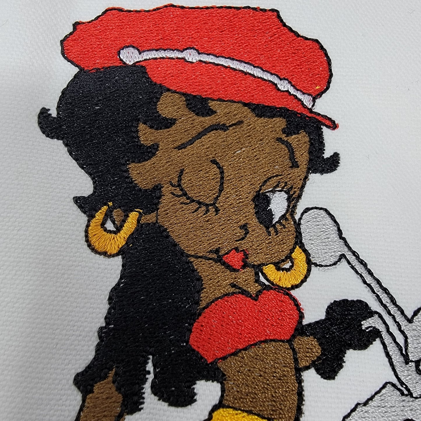 Black Betty Boop, Betty Boop Patches, African American Icons, Cultural, Black History, Black Girl Magic, Handmade, Embroidery, on Motorcycle