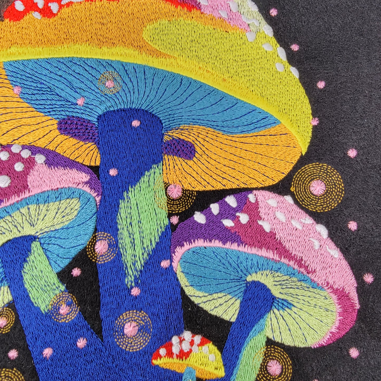 Mushroom, Embroidered Mushroom, Fantasy, Magical, Whimsical, Fairytale, Fashion, Wall Hangings, Quilts,