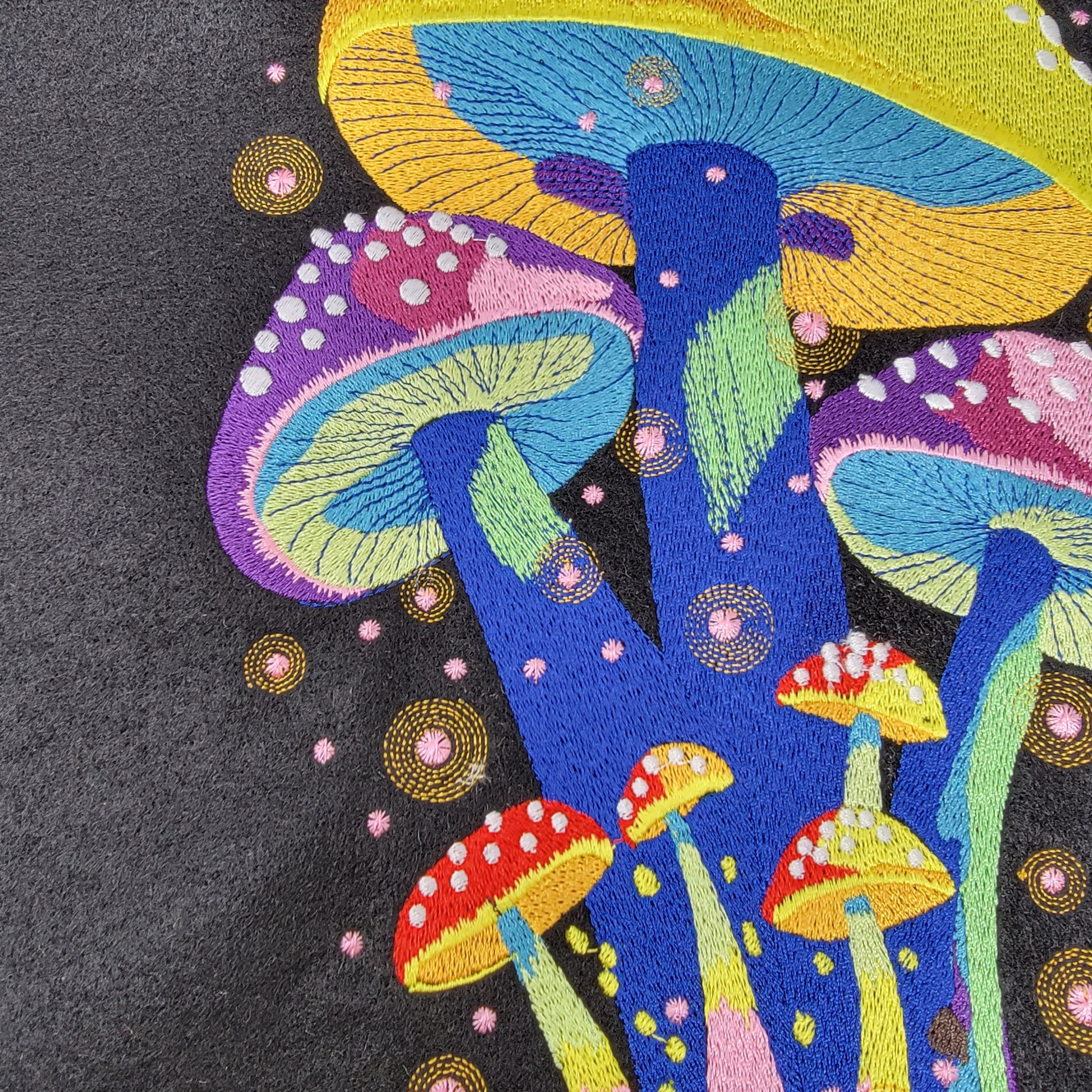 Mushroom, Embroidered Mushroom, Fantasy, Magical, Whimsical, Fairytale, Fashion, Wall Hangings, Quilts,