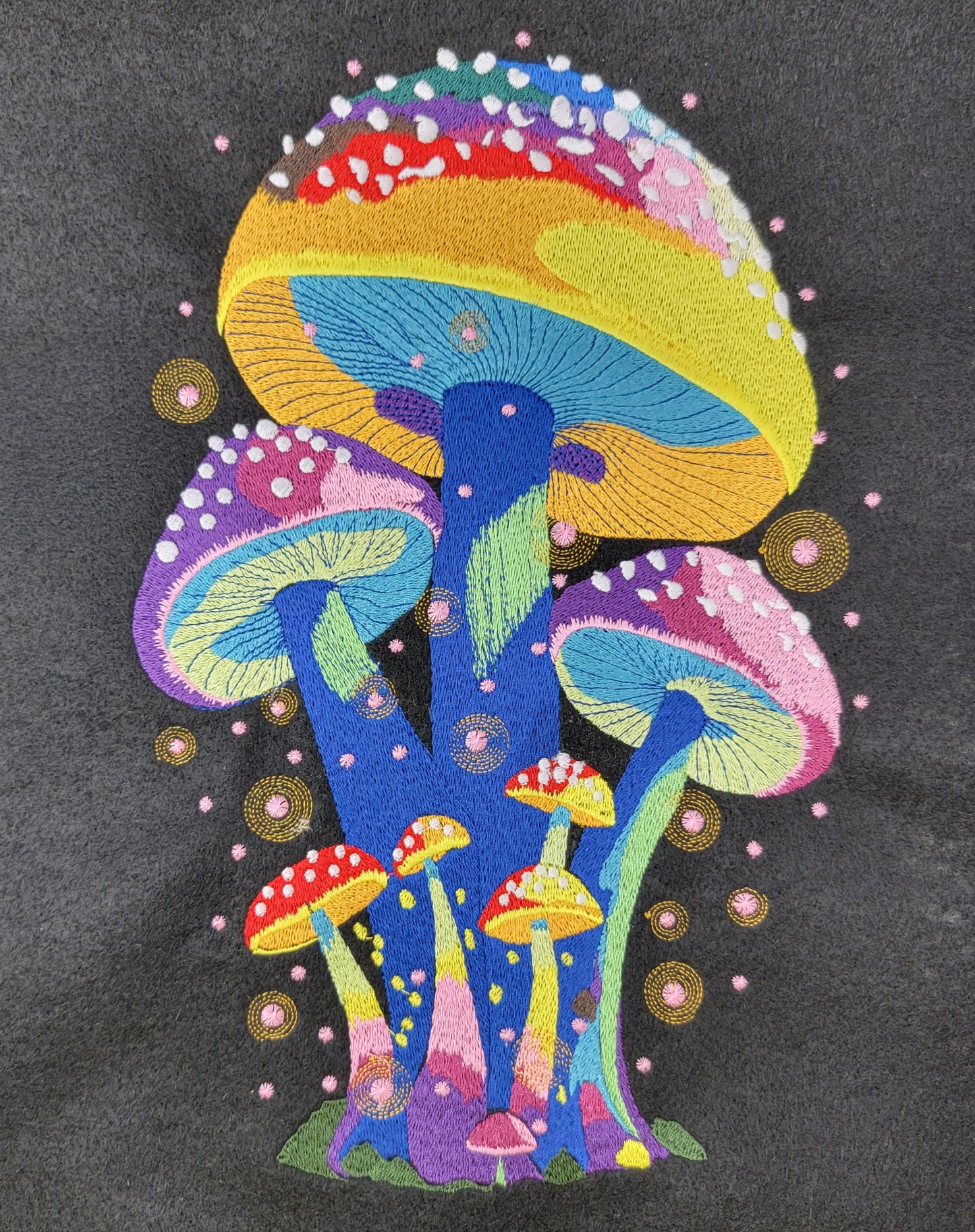 Mushroom, Embroidered Mushroom, Fantasy, Magical, Whimsical, Fairytale, Fashion, Wall Hangings, Quilts,