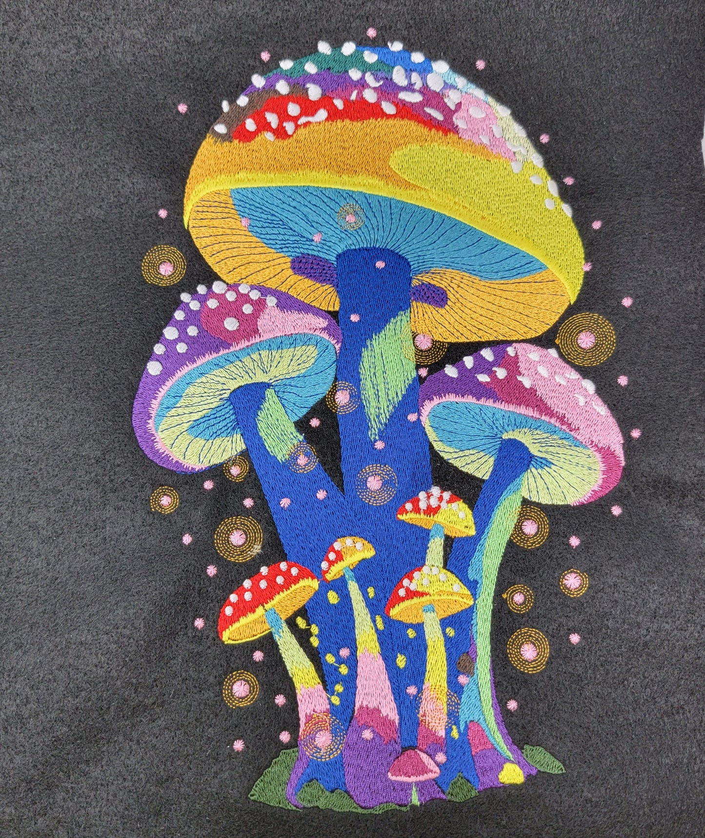 Mushroom, Embroidered Mushroom, Fantasy, Magical, Whimsical, Fairytale, Fashion, Wall Hangings, Quilts,