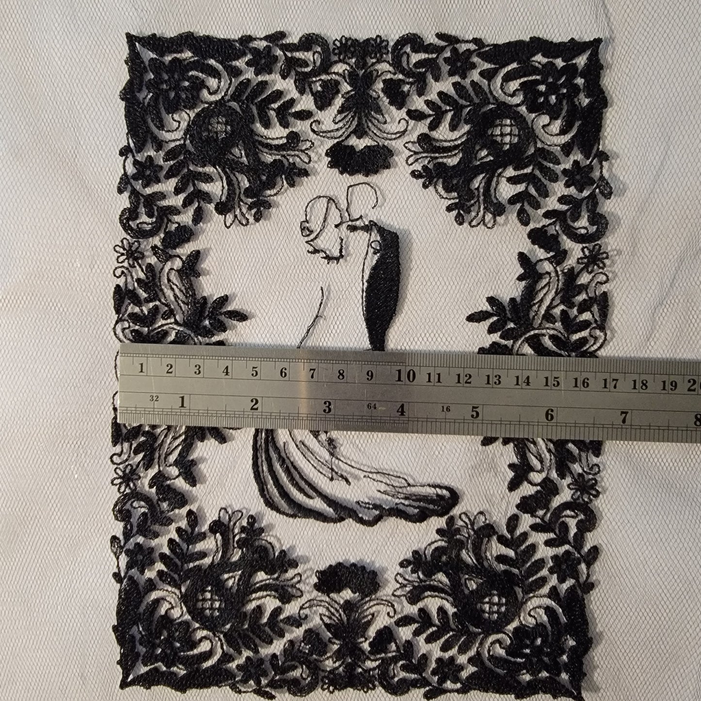 Black Lace Wedding or Couple Embroidery Stitch Frame