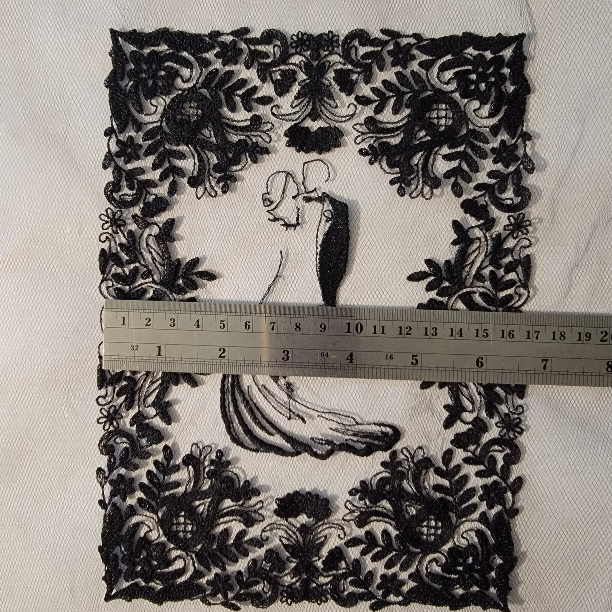 Black Lace Wedding or Couple Embroidery Stitch Frame