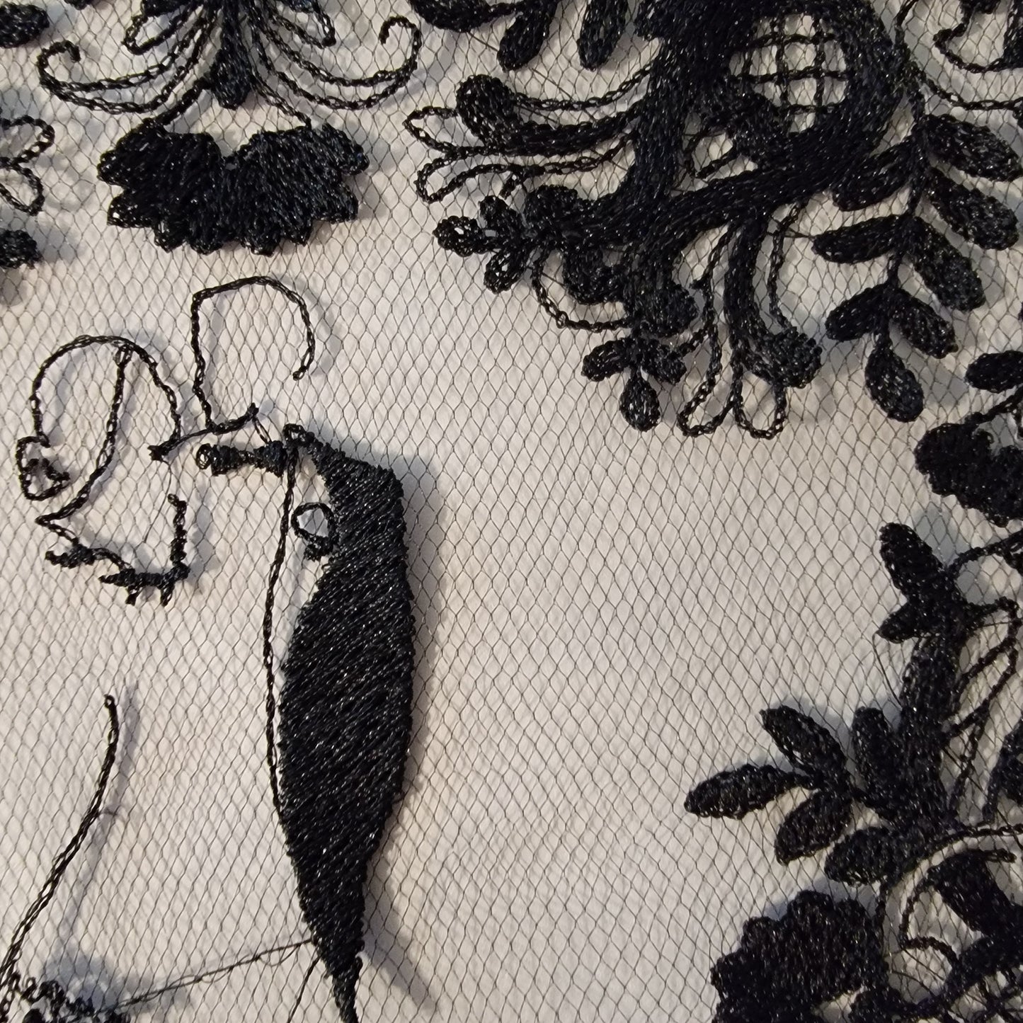 Black Lace Wedding or Couple Embroidery Stitch Frame