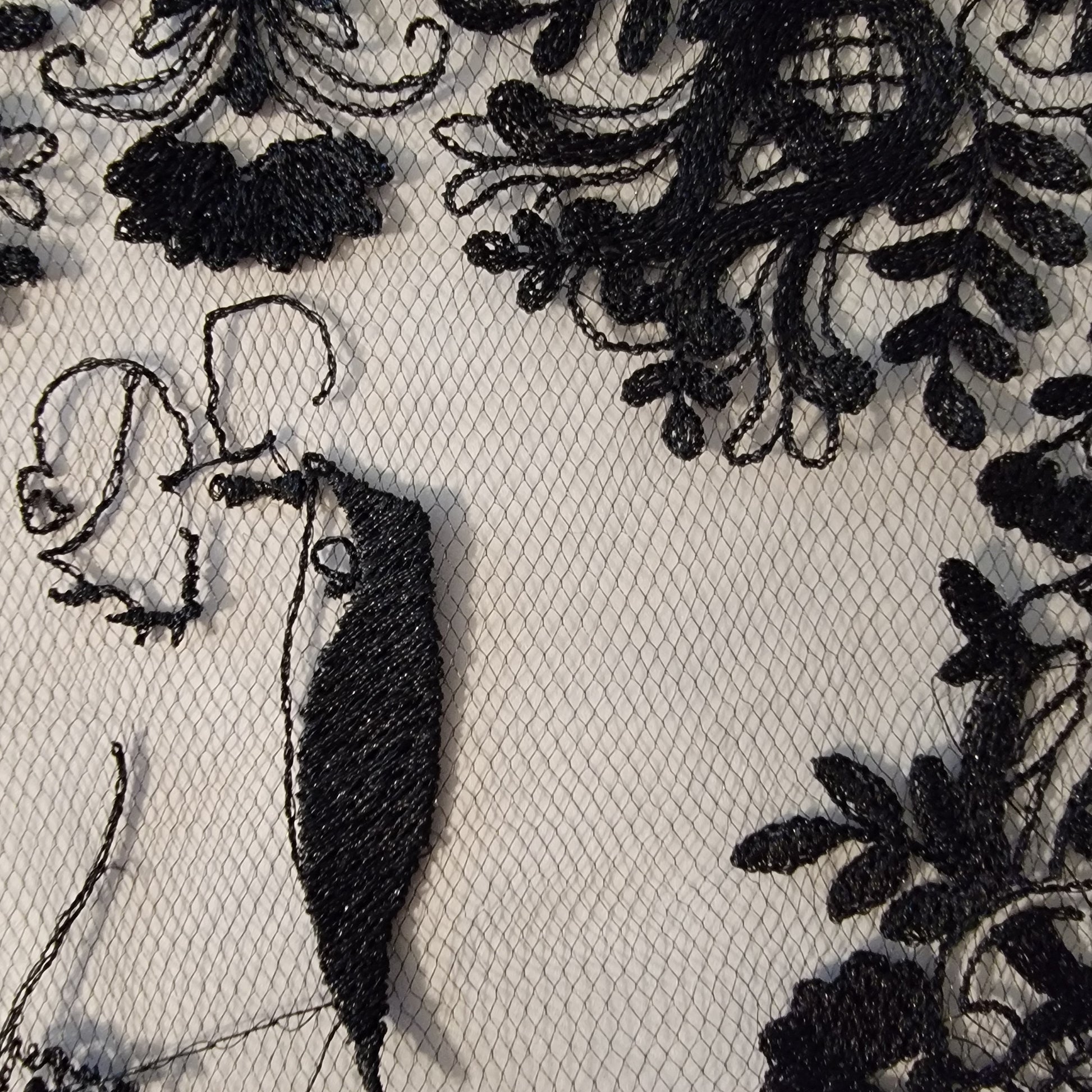 Black Lace Wedding or Couple Embroidery Stitch Frame