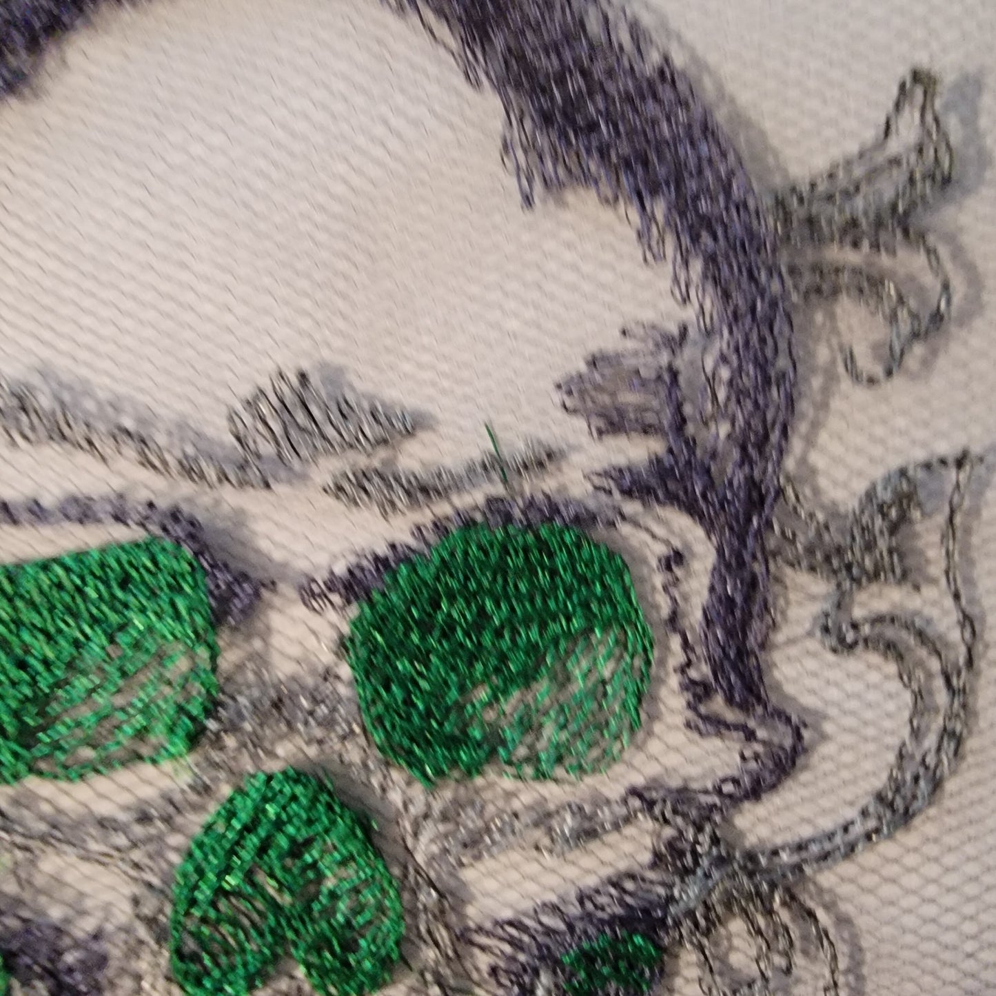 Skull with Baroque Background Stitched on Tulle