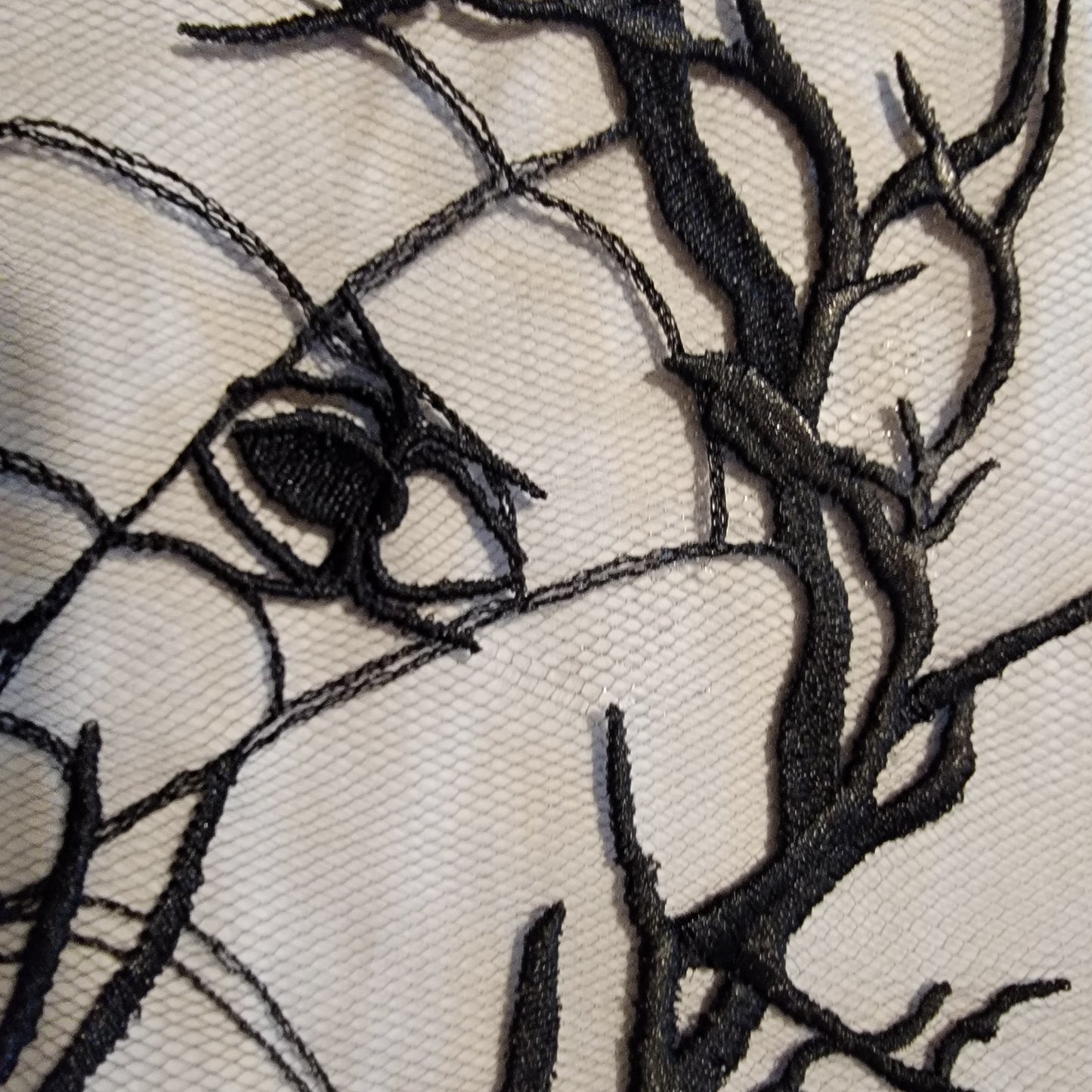 Spider and Spider Web stitched on on Black or White Tulle