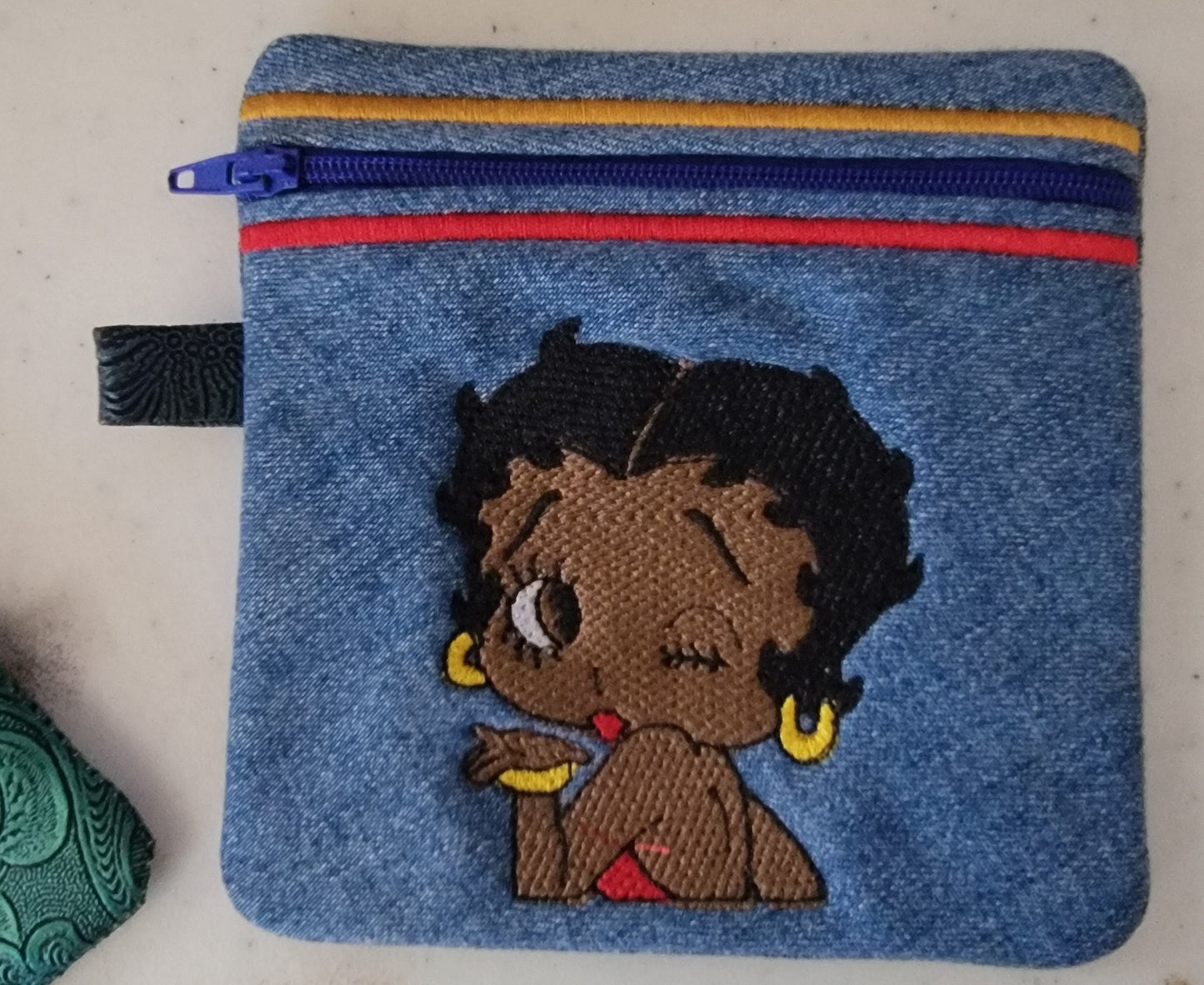 Betty Boop coin purse, Black Betty Boop pouch, Zippered Coin purse, Key Ring Coin Purse