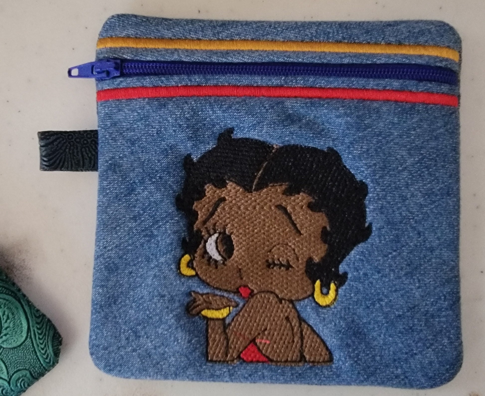 Betty Boop coin purse, Black Betty Boop pouch, Zippered Coin purse, Key Ring Coin Purse