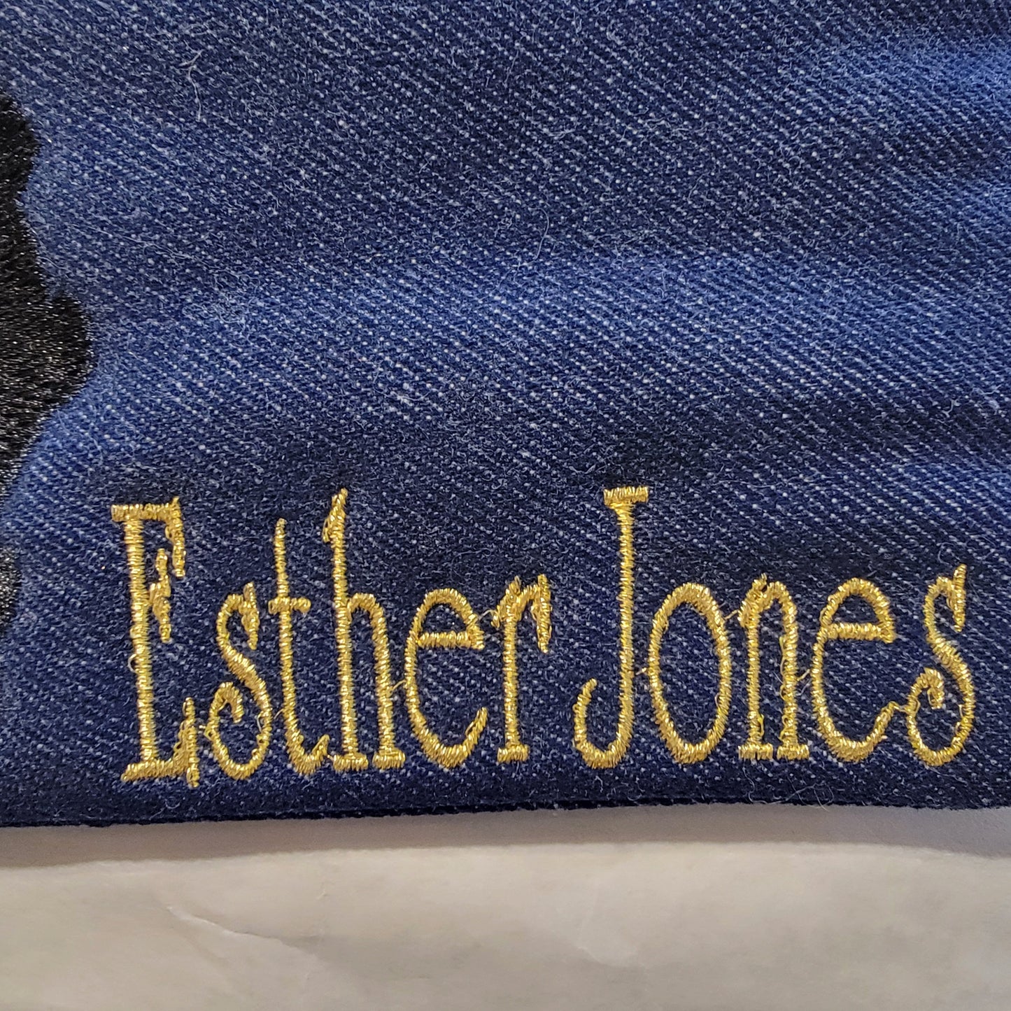 Black Betty Boop Clutch, Two options, Embroidered Denim Clutch with Keyring, Esther Jones