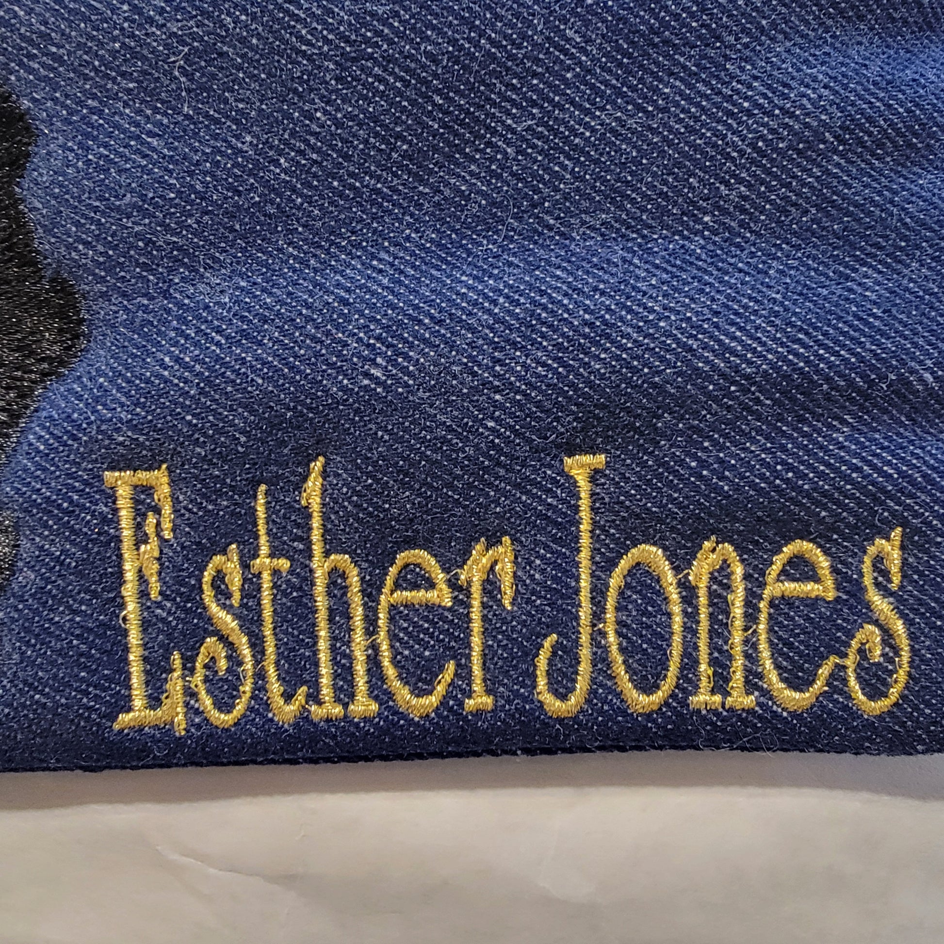 Black Betty Boop Clutch, Two options, Embroidered Denim Clutch with Keyring, Esther Jones