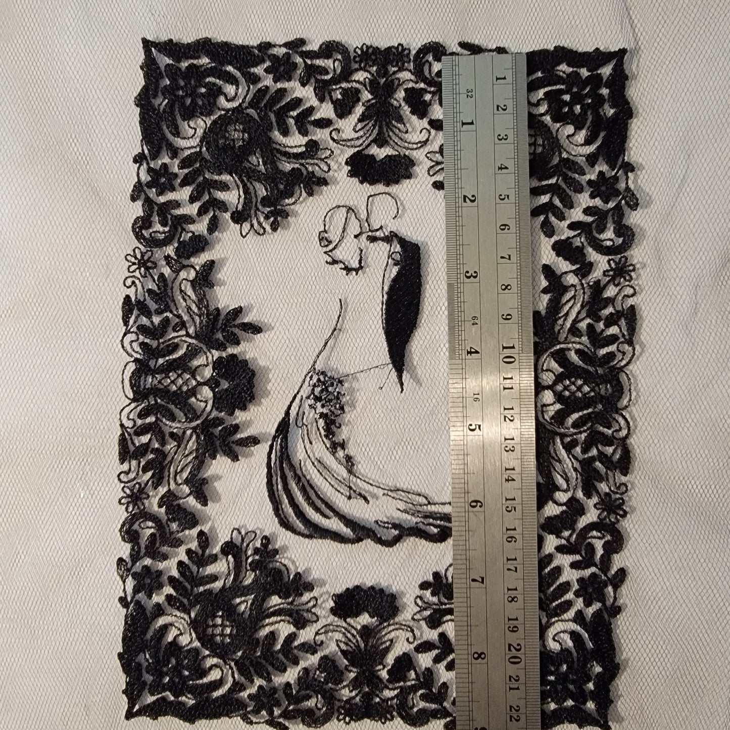 Black Lace Wedding or Couple Embroidery Stitch Frame