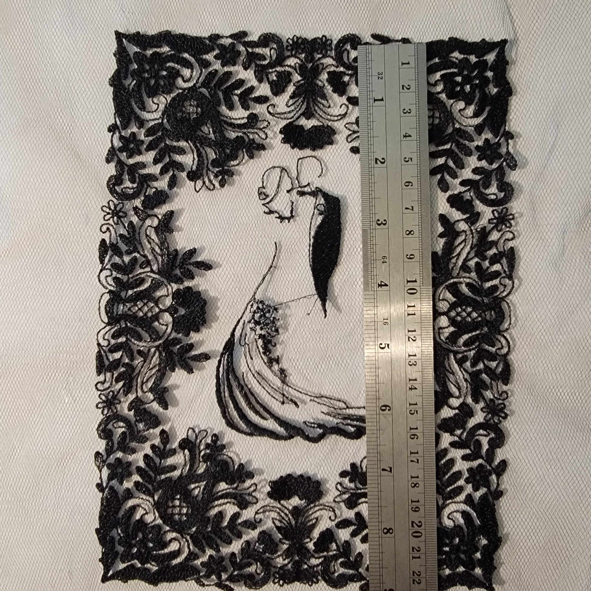 Black Lace Wedding or Couple Embroidery Stitch Frame