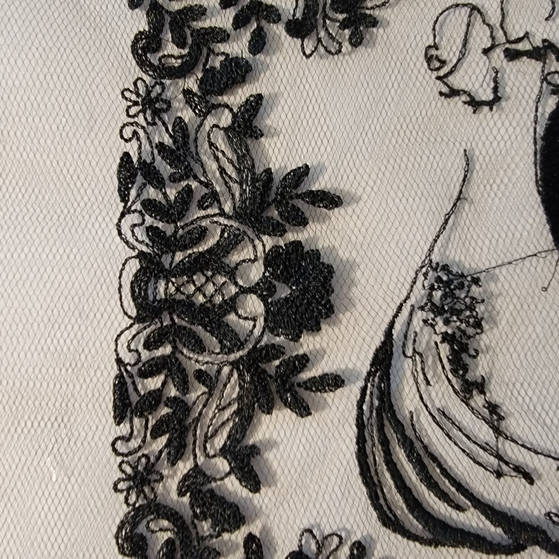 Black Lace Wedding or Couple Embroidery Stitch Frame