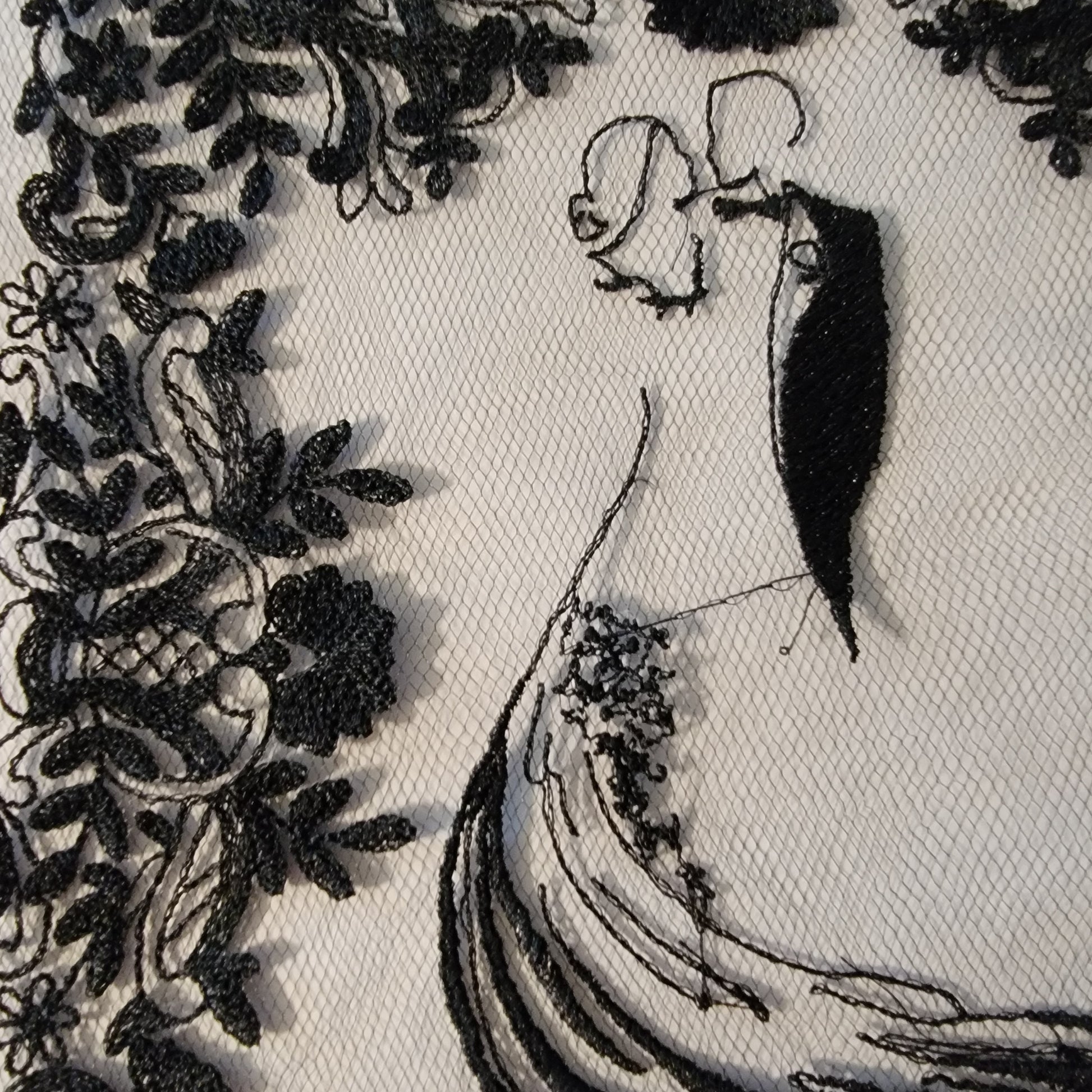 Black Lace Wedding or Couple Embroidery Stitch Frame