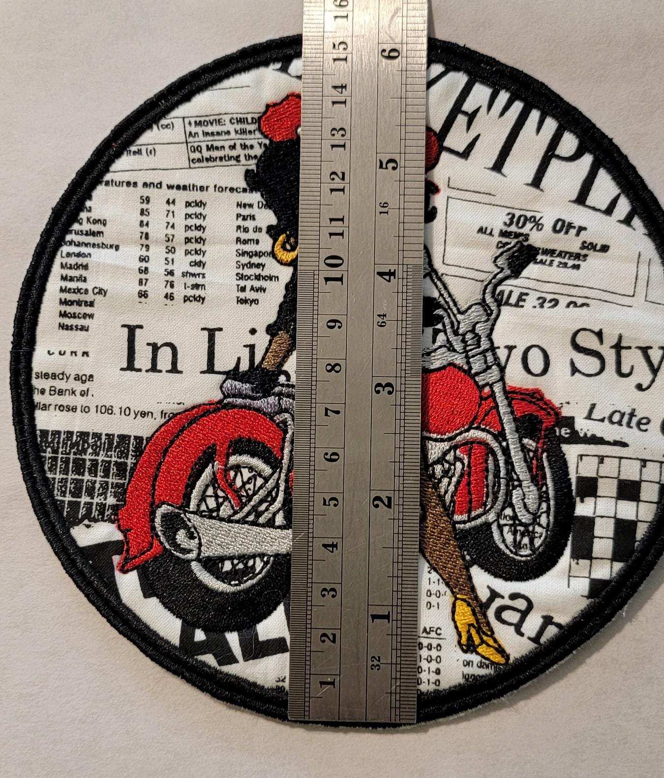 Betty Boop on her Motorcycle Patch. Black Betty Boop Patches, Black Girl Magic, Black Icons, African American History,