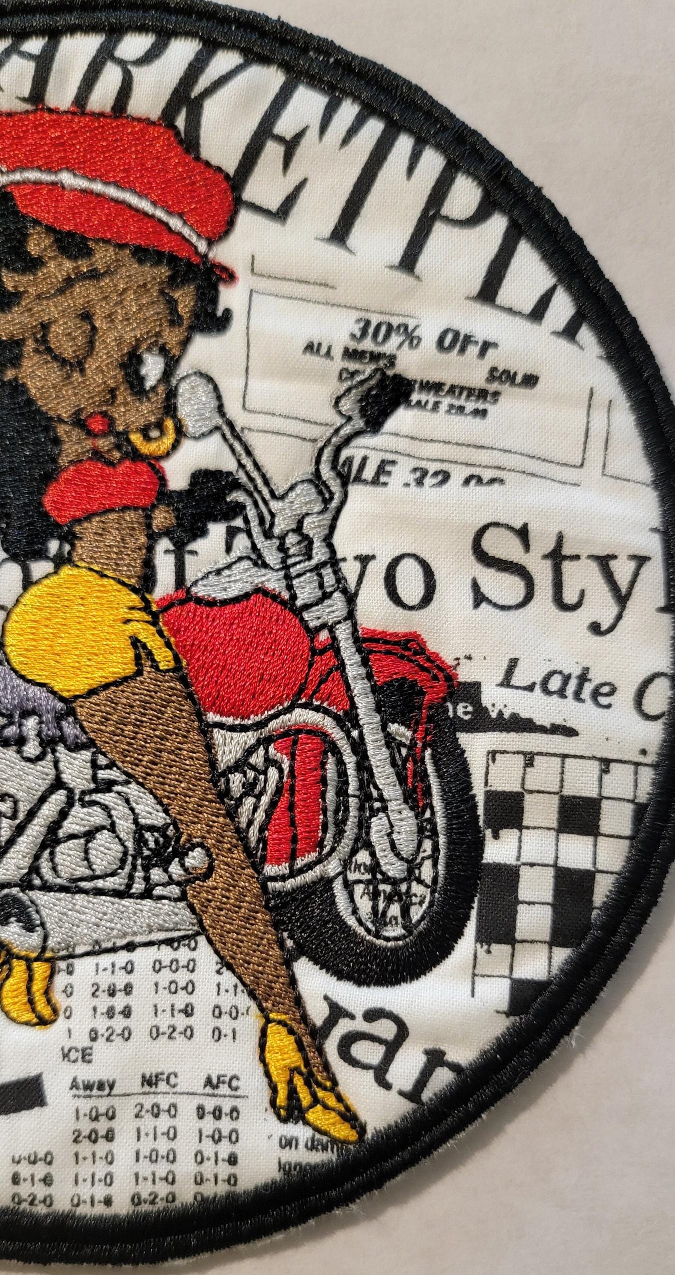 Betty Boop on her Motorcycle Patch. Black Betty Boop Patches, Black Girl Magic, Black Icons, African American History,