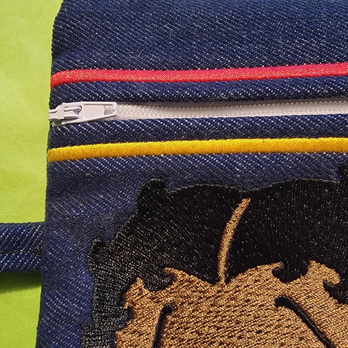 Black Betty Boop Clutch, Two options, Embroidered Denim Clutch with Keyring, Esther Jones