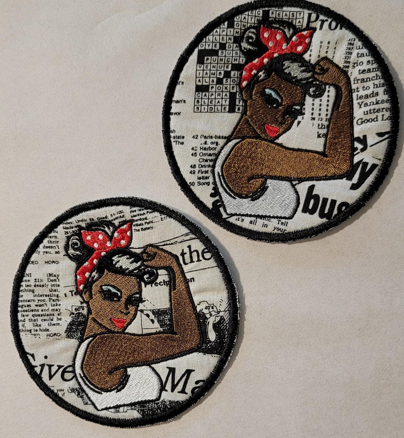 Black Rosie the Riveter Patch, 4" Patch, Black Icons and History, American History