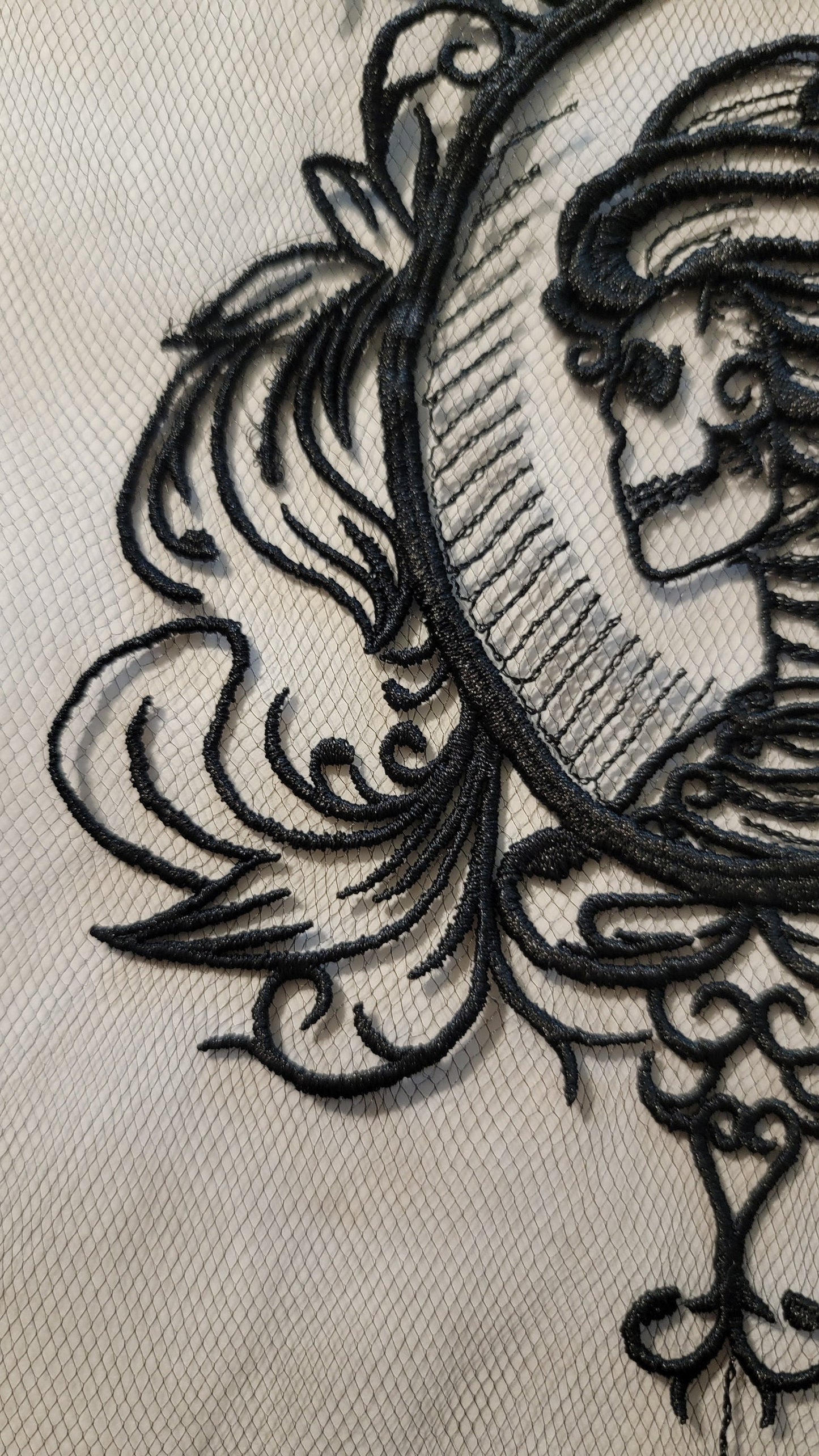 Black Cameo, New! Black Cameo on Black Tulle, Creepy, Bugs, Spooky, Halloween, Gothic Decor, Halloween colors available!!