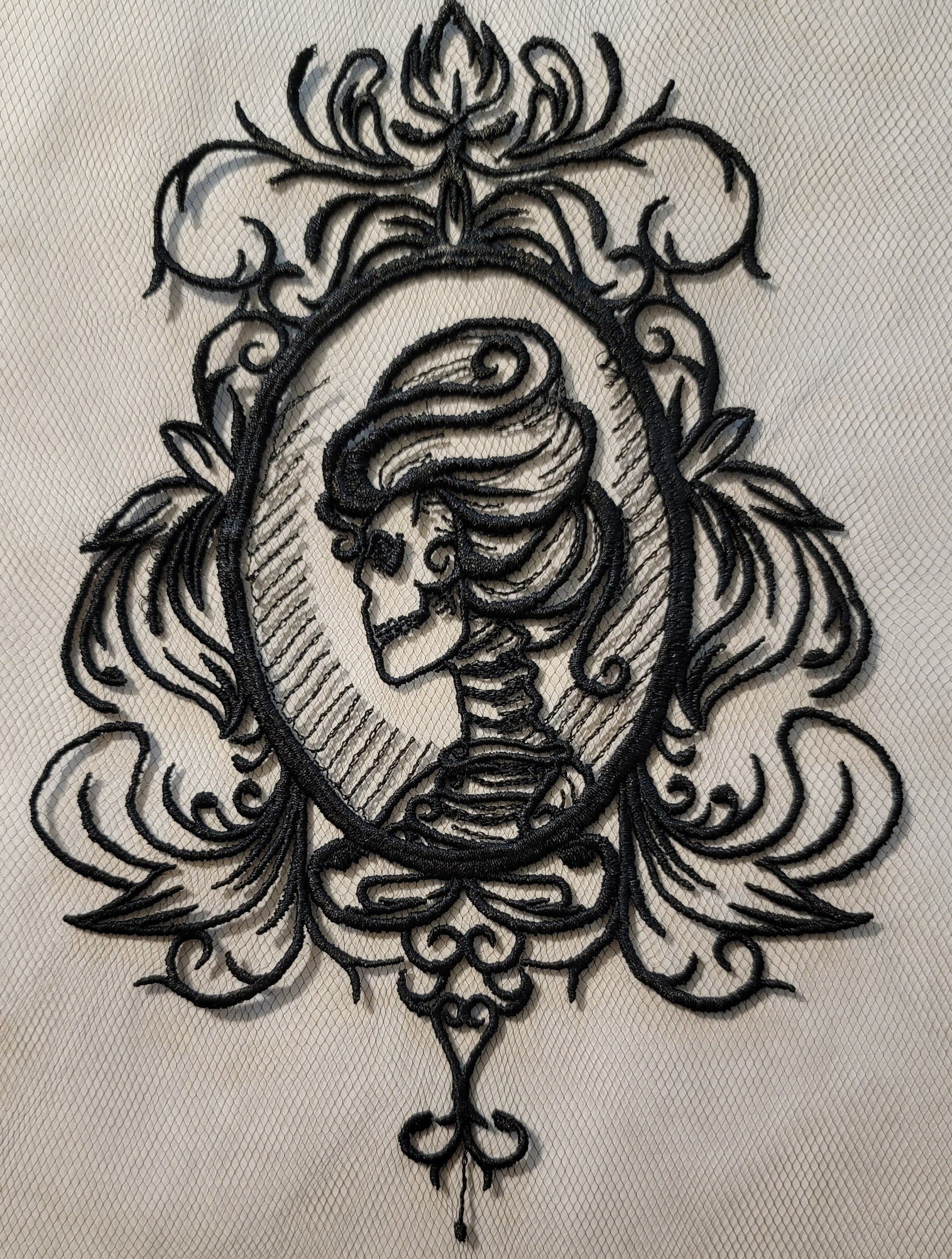 Black Cameo, New! Black Cameo on Black Tulle, Creepy, Bugs, Spooky, Halloween, Gothic Decor, Halloween colors available!!