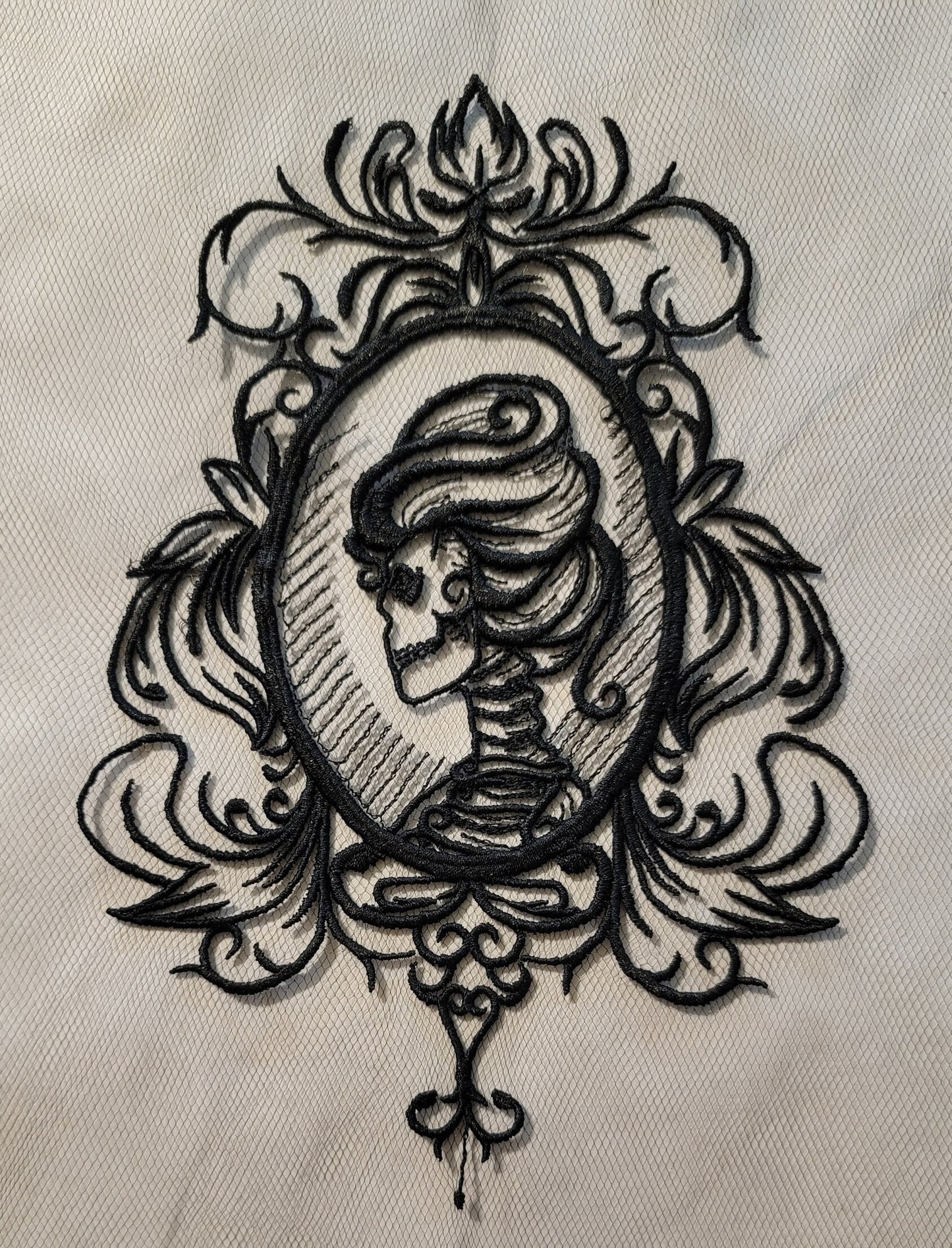 Black Cameo, New! Black Cameo on Black Tulle, Creepy, Bugs, Spooky, Halloween, Gothic Decor, Halloween colors available!!