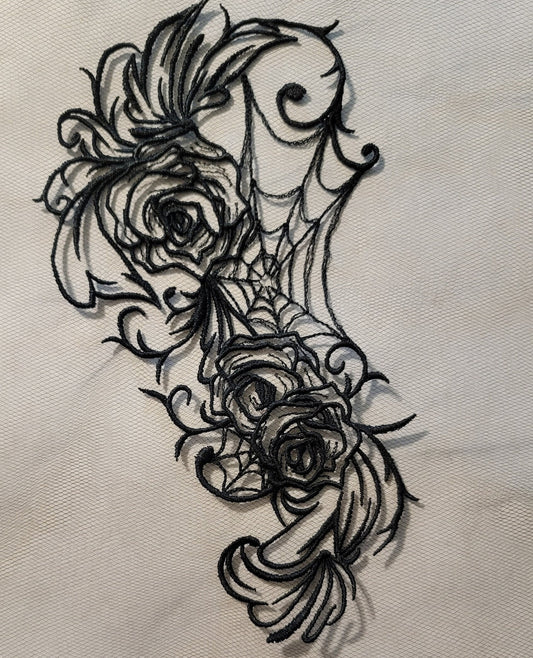 Black Rose, New! Rose Flowers and Webs, Spiders, Creepy, Bugs, Spooky, Halloween and Gothic Decor, Spider Web