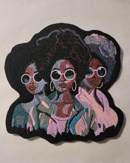 Black Woman, Black Women Sistah Friends, 3 Black Women Excellence, Afro Woman Iron-on Patch, Patches for the Culture