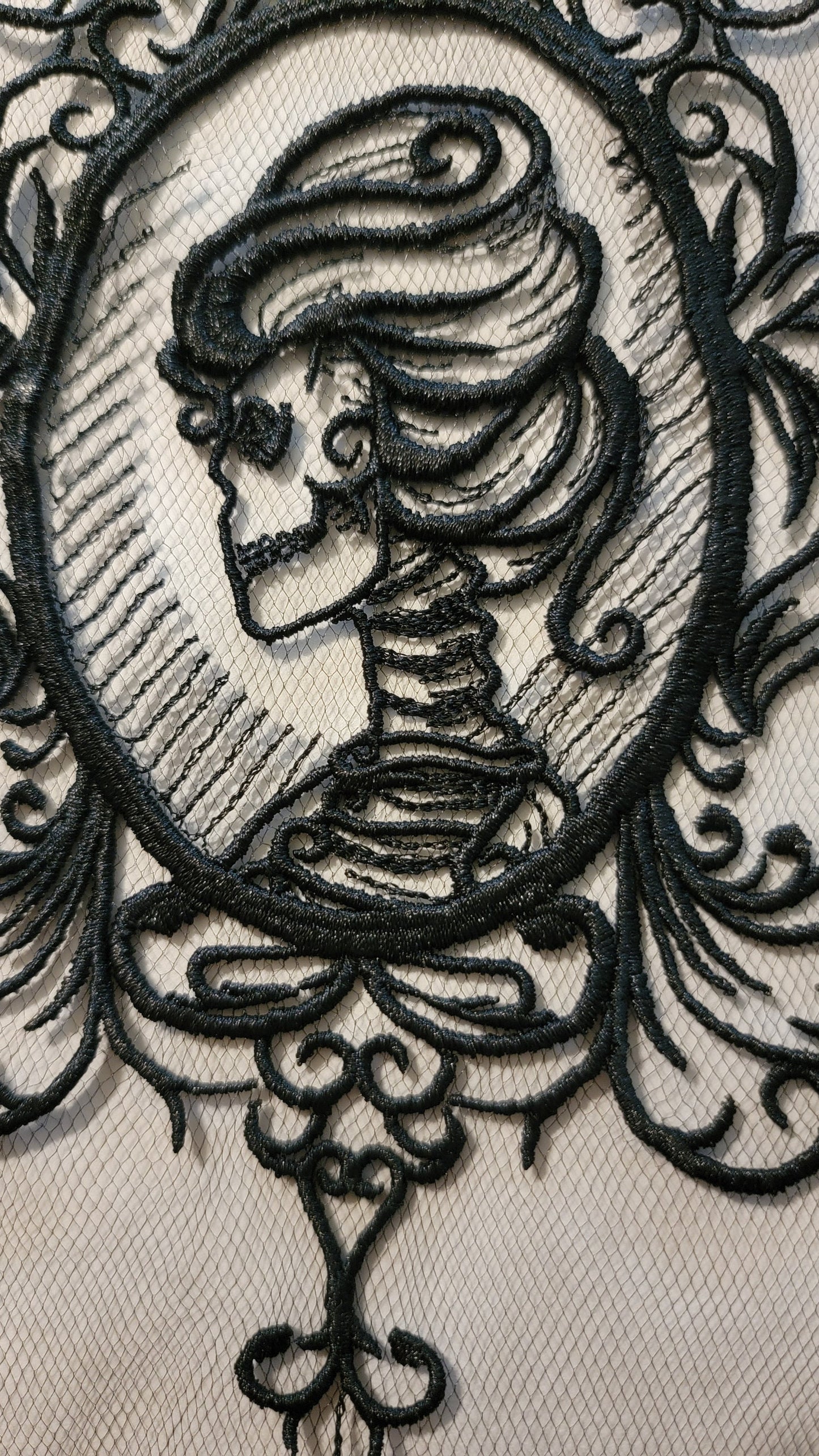 Black Cameo, New! Black Cameo on Black Tulle, Creepy, Bugs, Spooky, Halloween, Gothic Decor, Halloween colors available!!