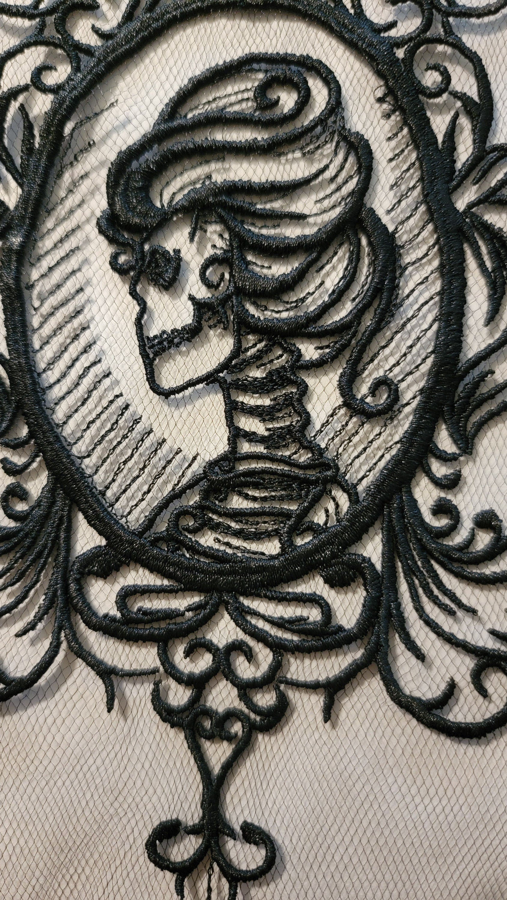 Black Cameo, New! Black Cameo on Black Tulle, Creepy, Bugs, Spooky, Halloween, Gothic Decor, Halloween colors available!!