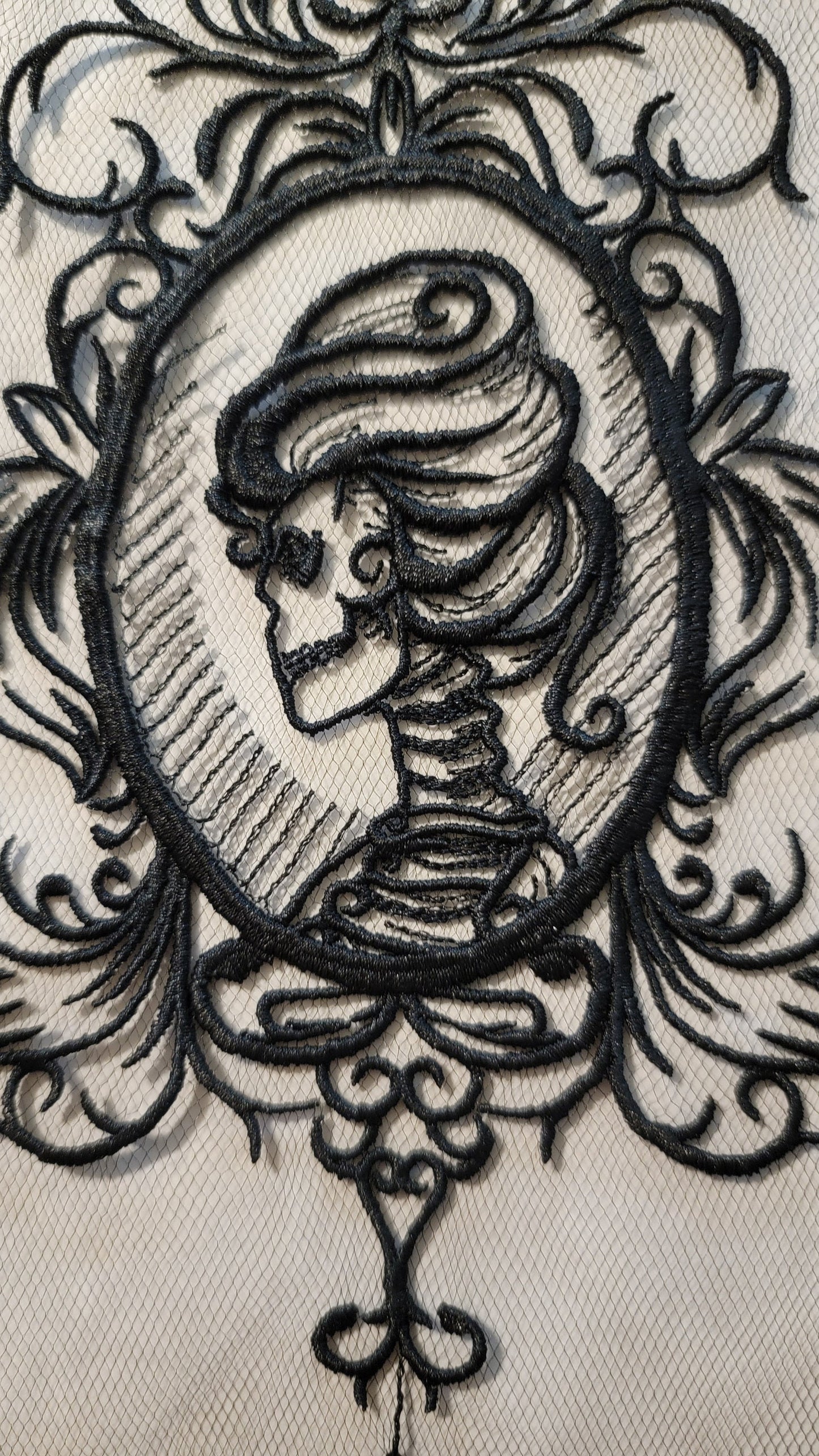 Black Cameo, New! Black Cameo on Black Tulle, Creepy, Bugs, Spooky, Halloween, Gothic Decor, Halloween colors available!!