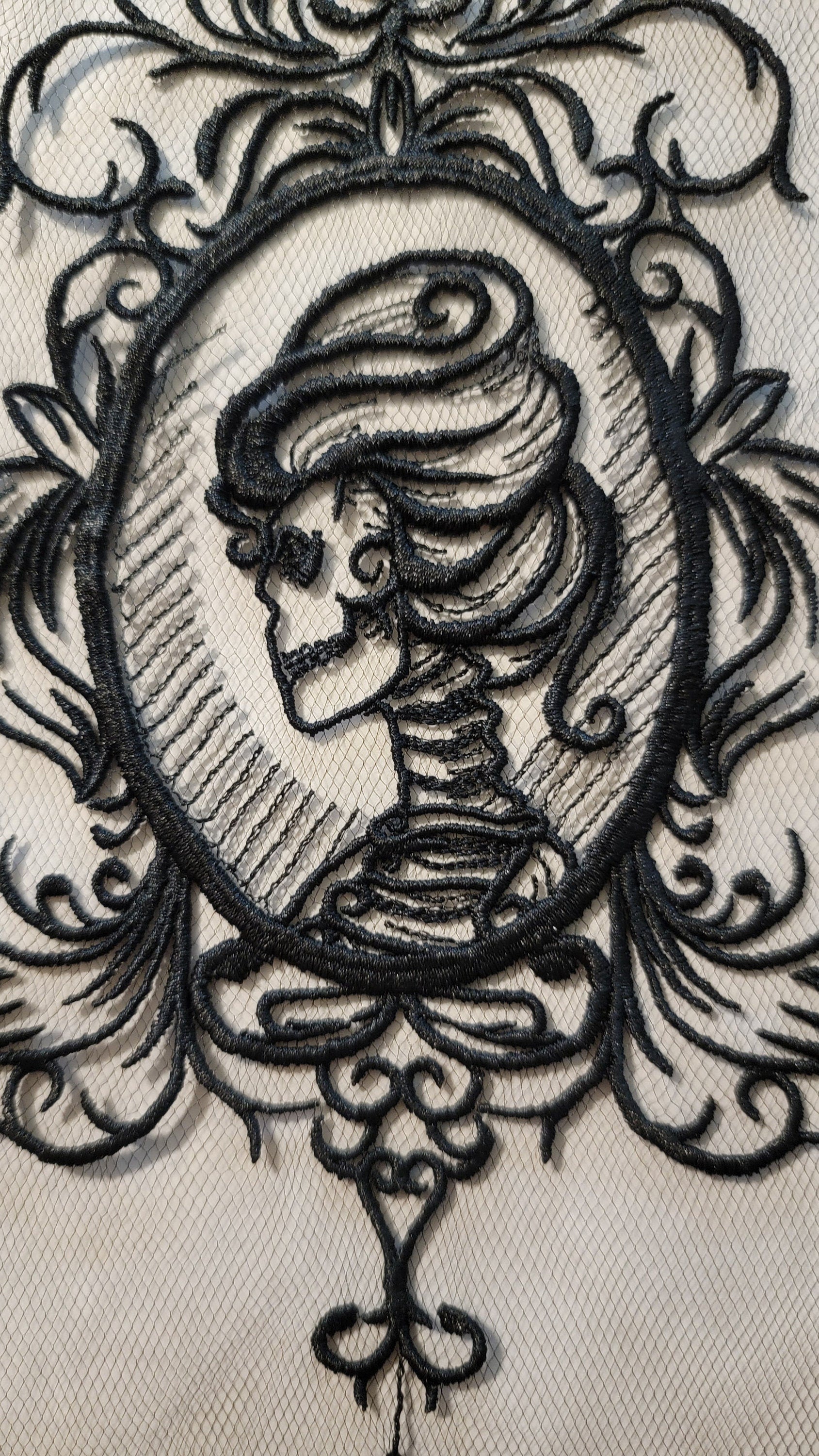 Black Cameo, New! Black Cameo on Black Tulle, Creepy, Bugs, Spooky, Halloween, Gothic Decor, Halloween colors available!!