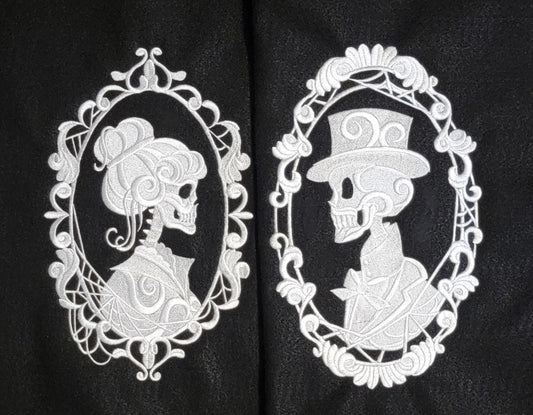 Cameo, Embroidery Skeleton Cameo, 11" Ornate Baroque Skull, Skeleton, Gothic, Dark Side, Gothic Decor, Wall Art