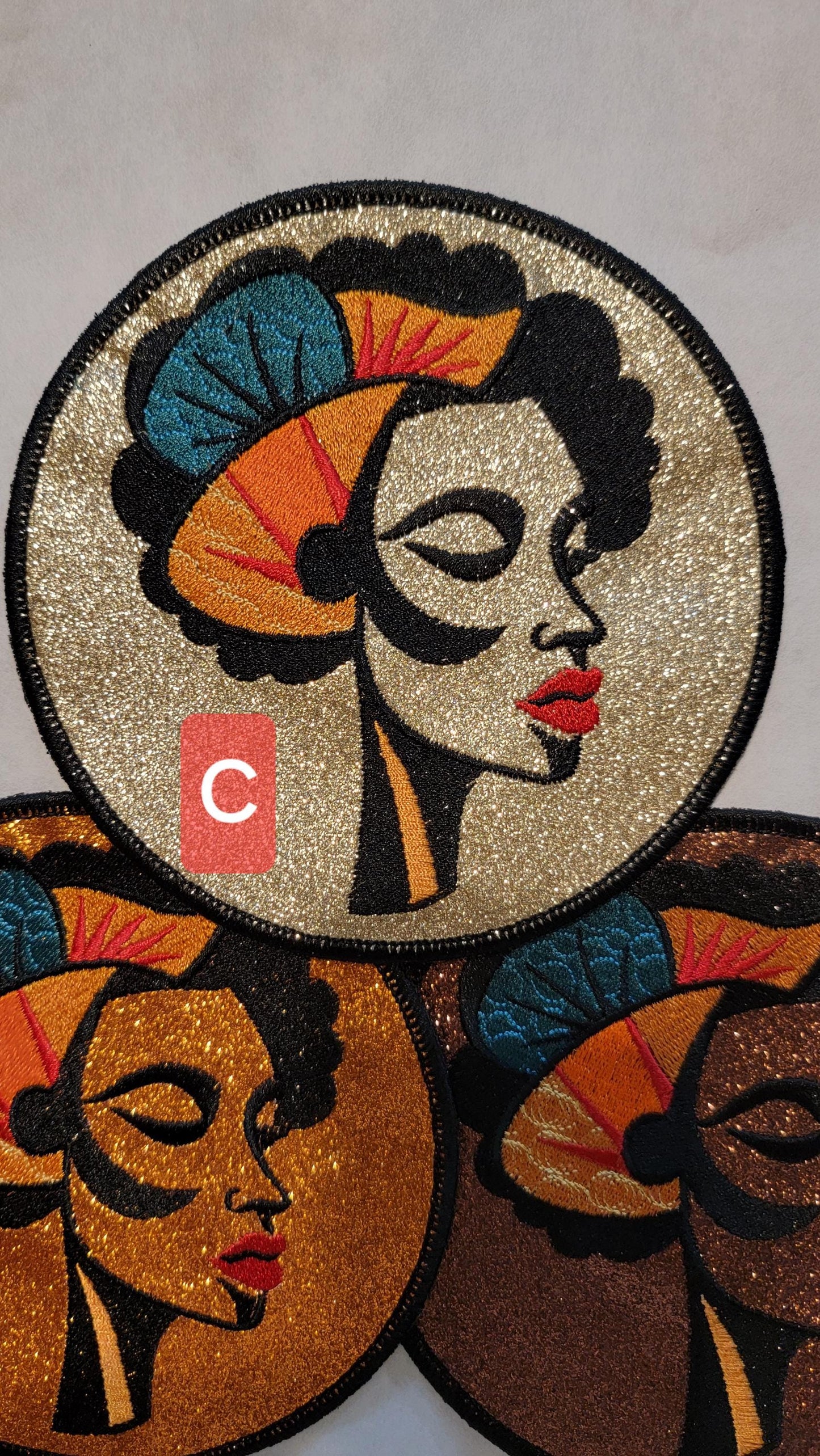 Woman's Abstract, African American Face Mask Patch, Black Women, Black Cultural Patches