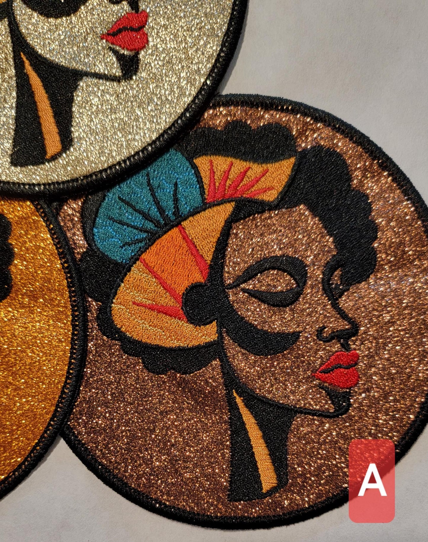 Woman's Abstract, African American Face Mask Patch, Black Women, Black Cultural Patches