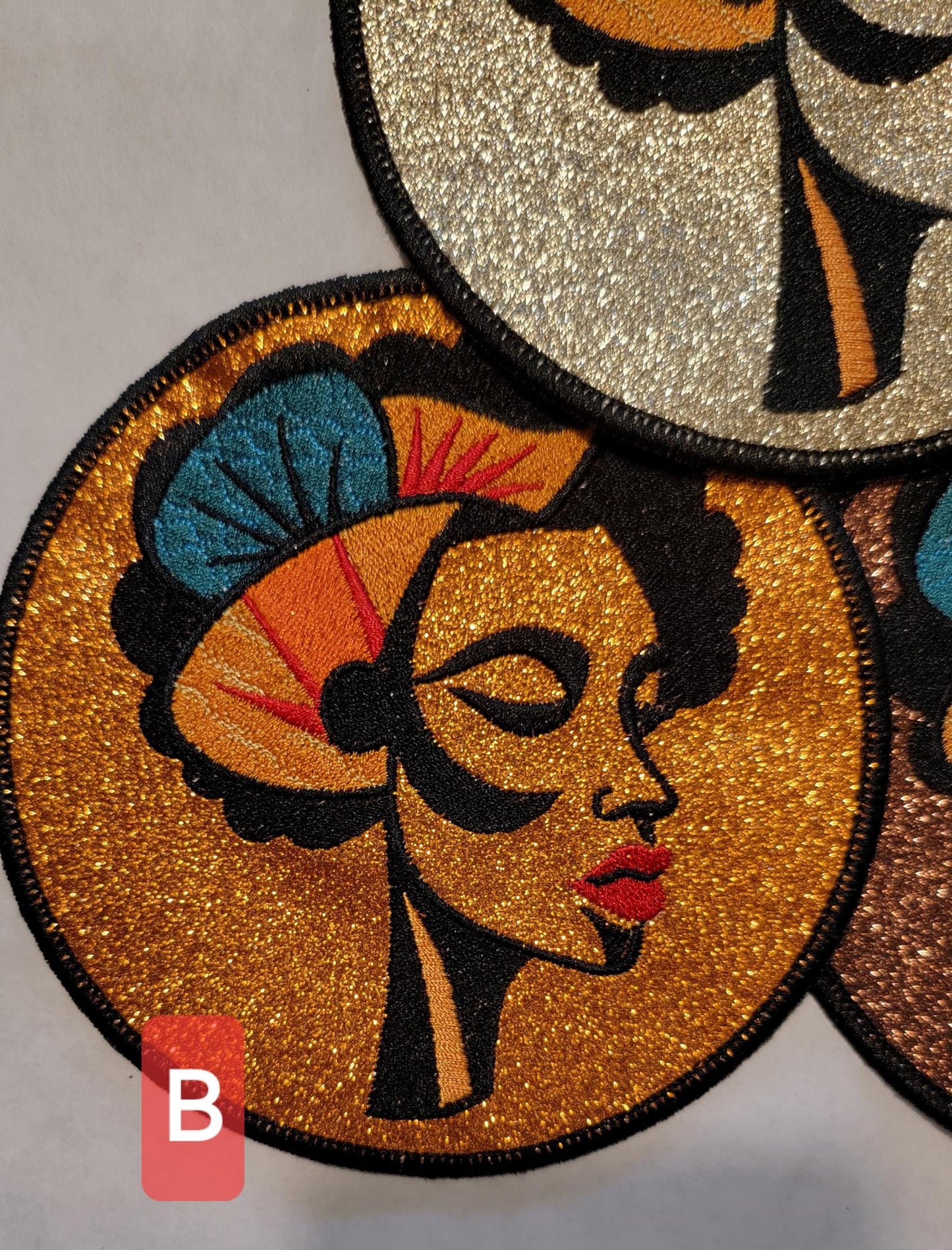 Woman's Abstract, African American Face Mask Patch, Black Women, Black Cultural Patches