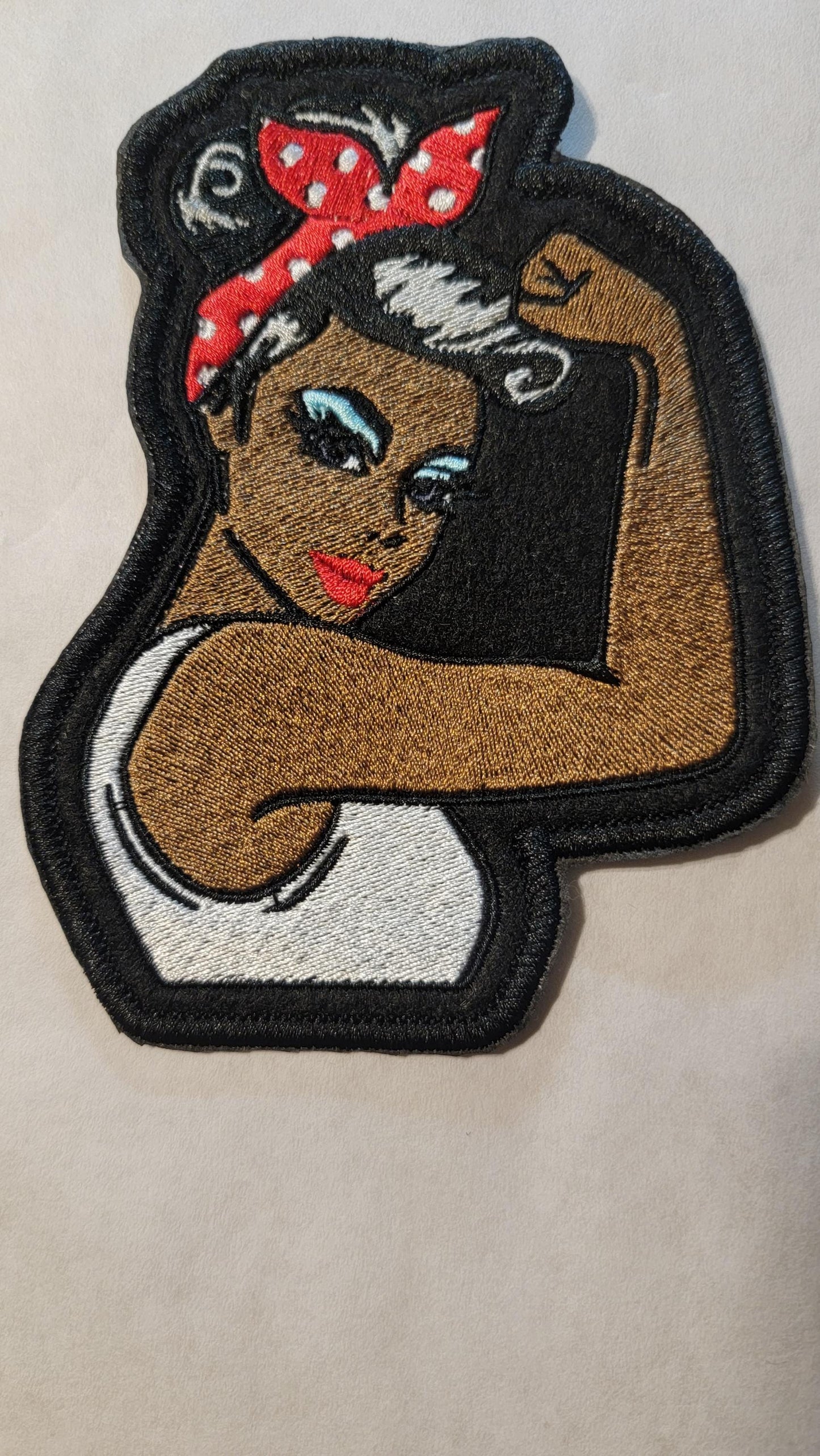 Rosie the Riveter, Black Impressionist Rosie the Riveter Iron-on Embroidery Patch, Empowerment, Icon's of WWII.