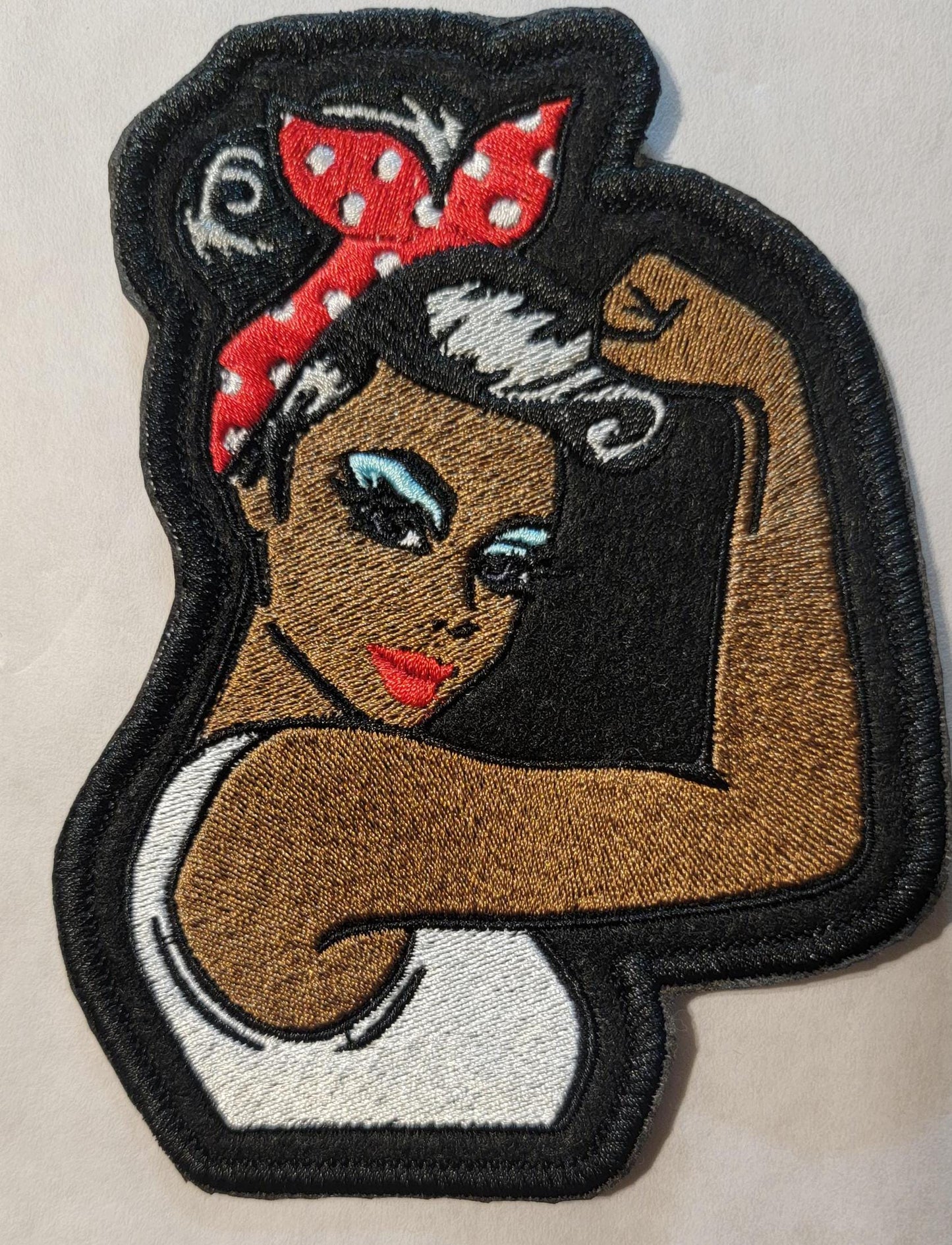 Rosie the Riveter, Black Impressionist Rosie the Riveter Iron-on Embroidery Patch, Empowerment, Icon's of WWII.