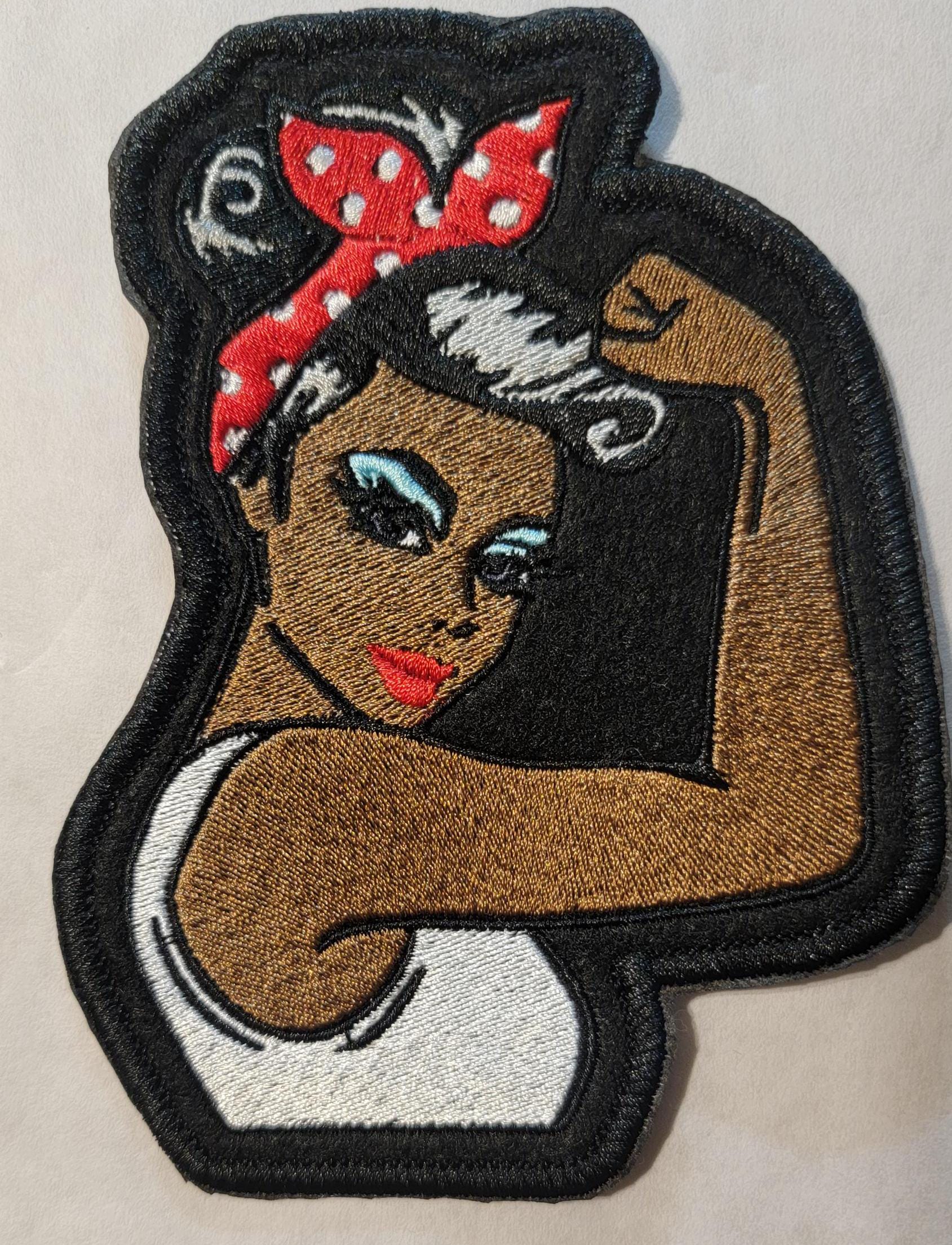 Rosie the Riveter, Black Impressionist Rosie the Riveter Iron-on Embroidery Patch, Empowerment, Icon's of WWII.