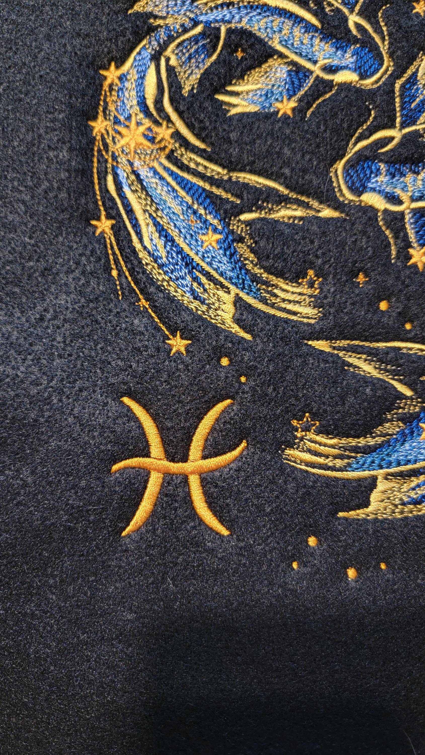 Zodiac Star Sign Constellation - Embroidered Iron-On/ Jean Jacket patch / Vest Jacket, 9" Large, Backpack / Astrology sign Pisces