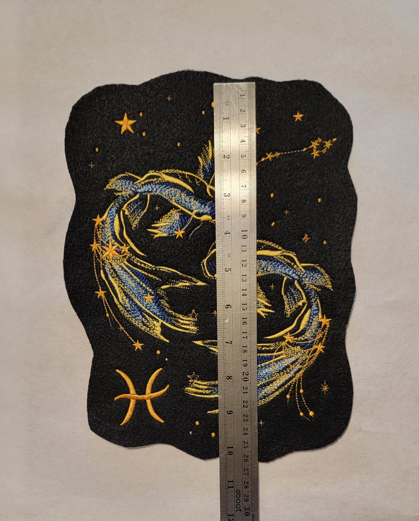 Zodiac Star Sign Constellation - Embroidered Iron-On/ Jean Jacket patch / Vest Jacket, 9" Large, Backpack / Astrology sign Pisces