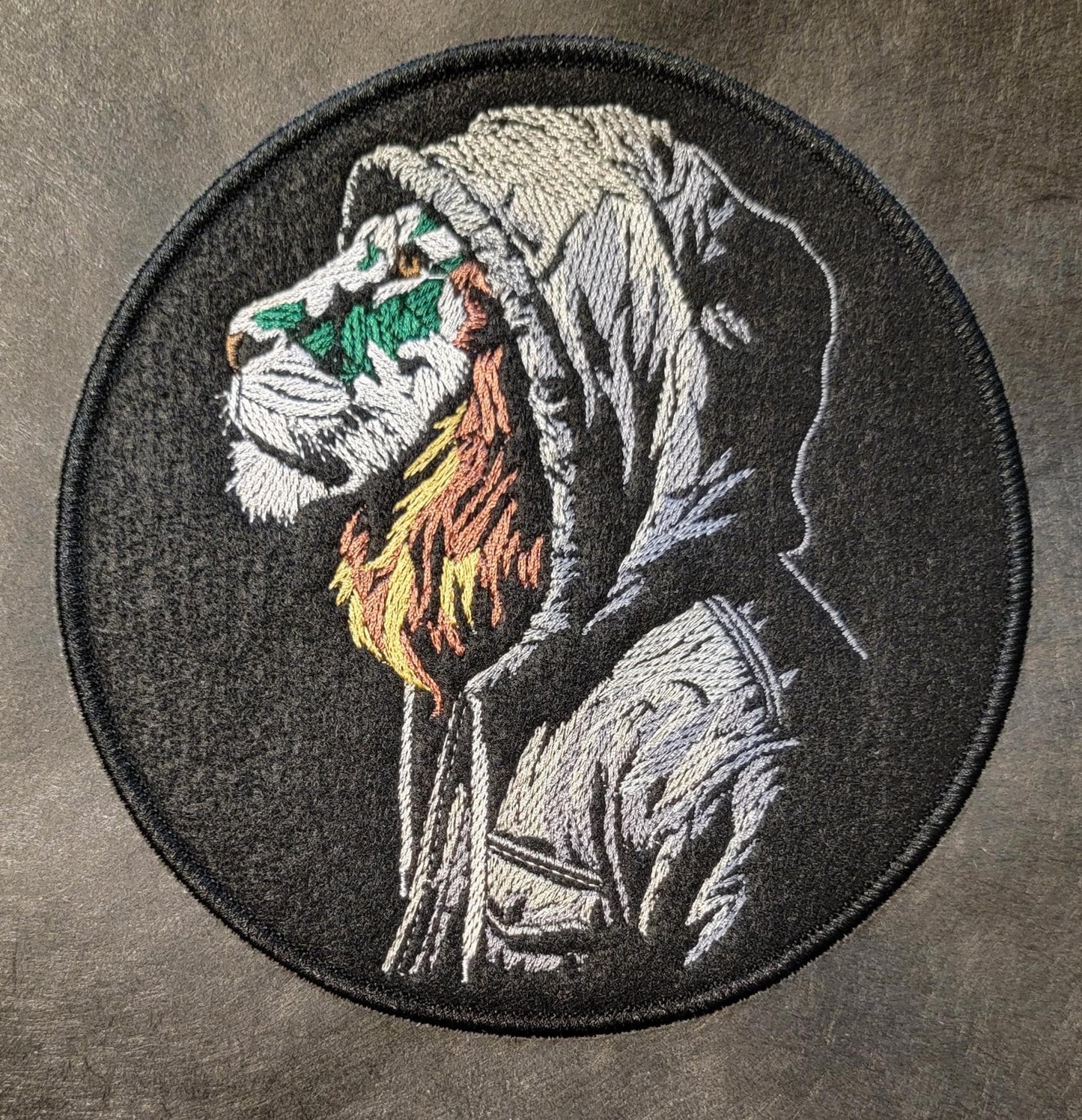 Urban Lion in Hoodie Iron-on Patch or 12x12" Panel.