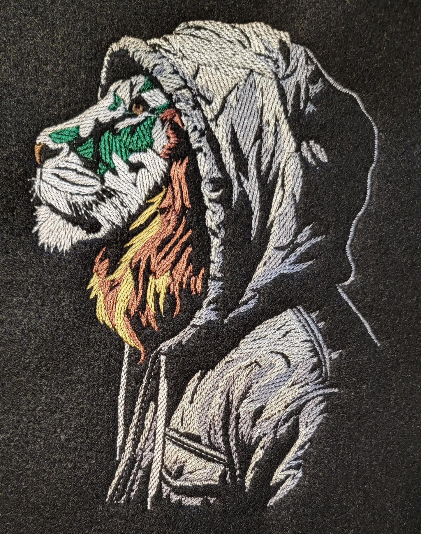 Urban Lion in Hoodie Iron-on Patch or 12x12" Panel.