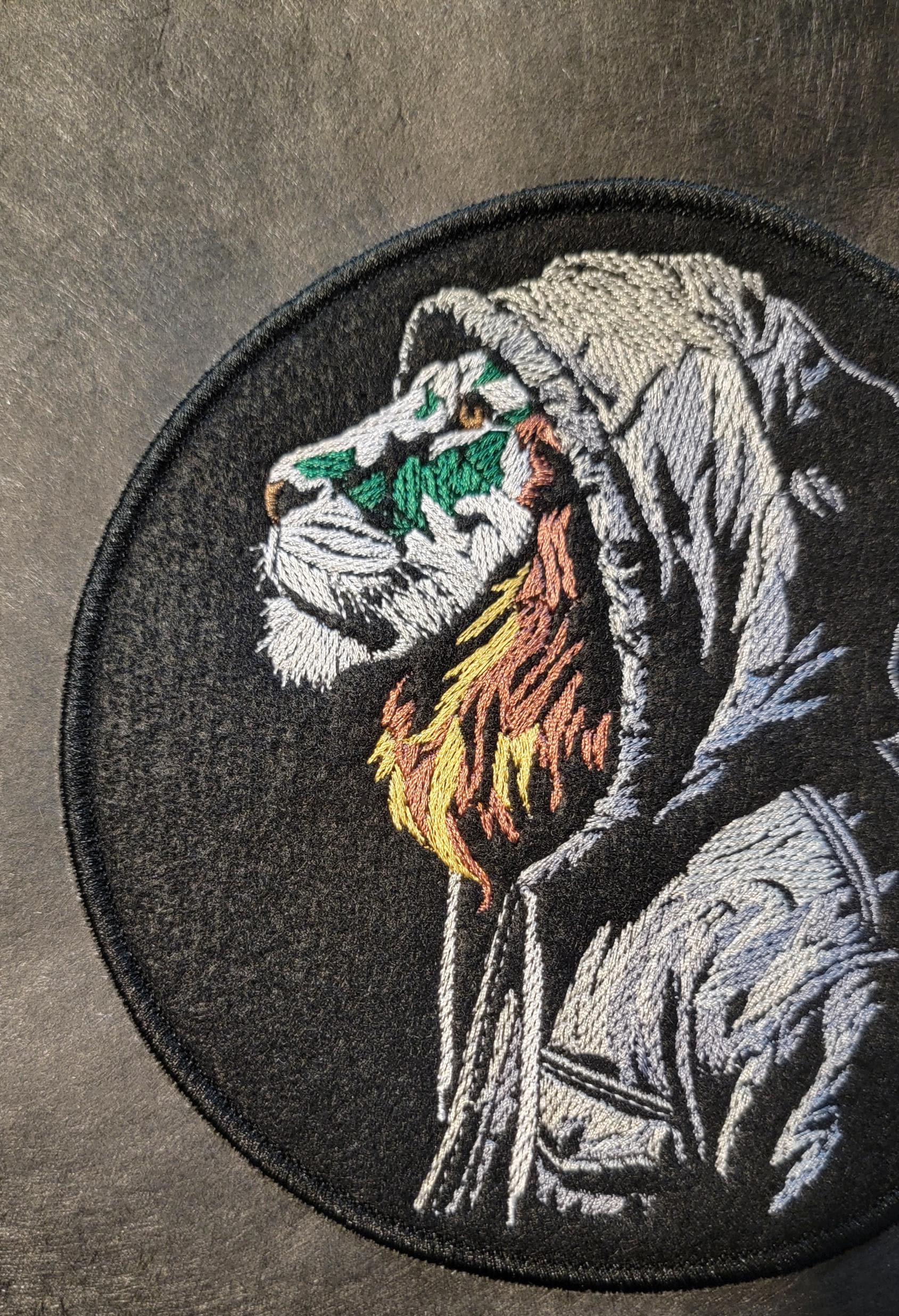 Urban Lion in Hoodie Iron-on Patch or 12x12" Panel.