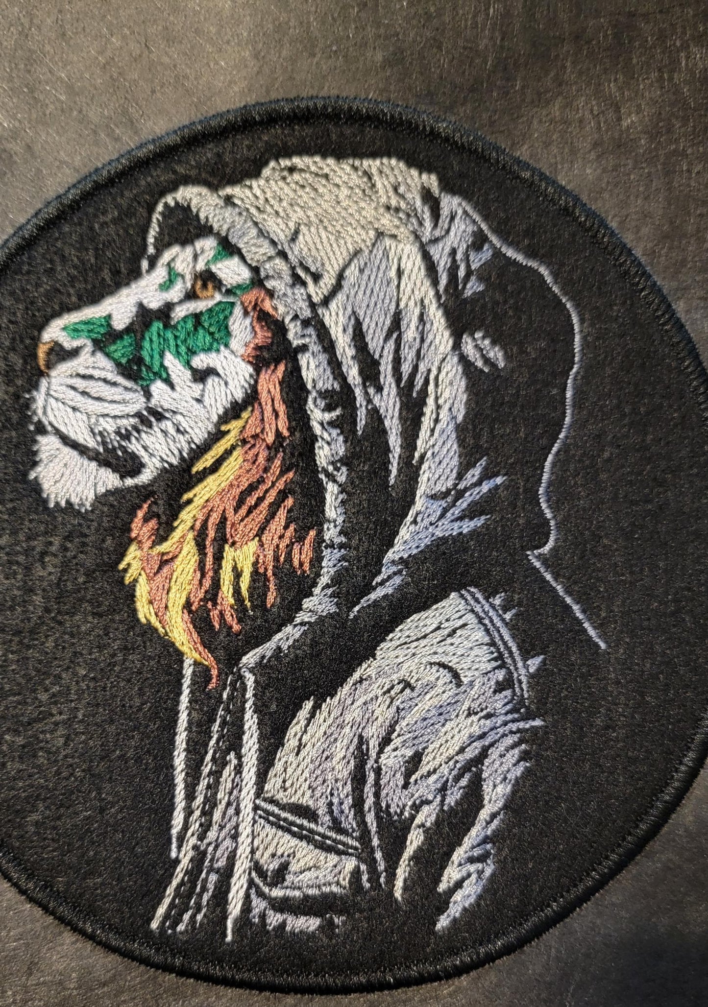 Urban Lion in Hoodie Iron-on Patch or 12x12" Panel.
